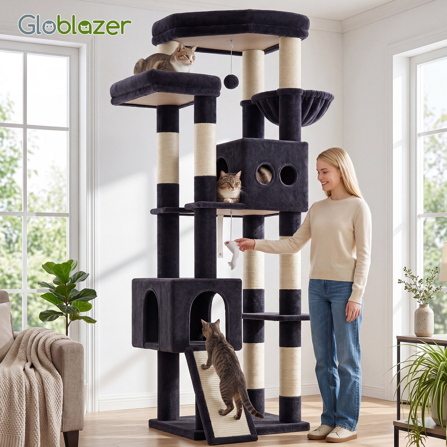 globlazer-f73b-arbre-chat-gris-fonc-73-pouces image 8