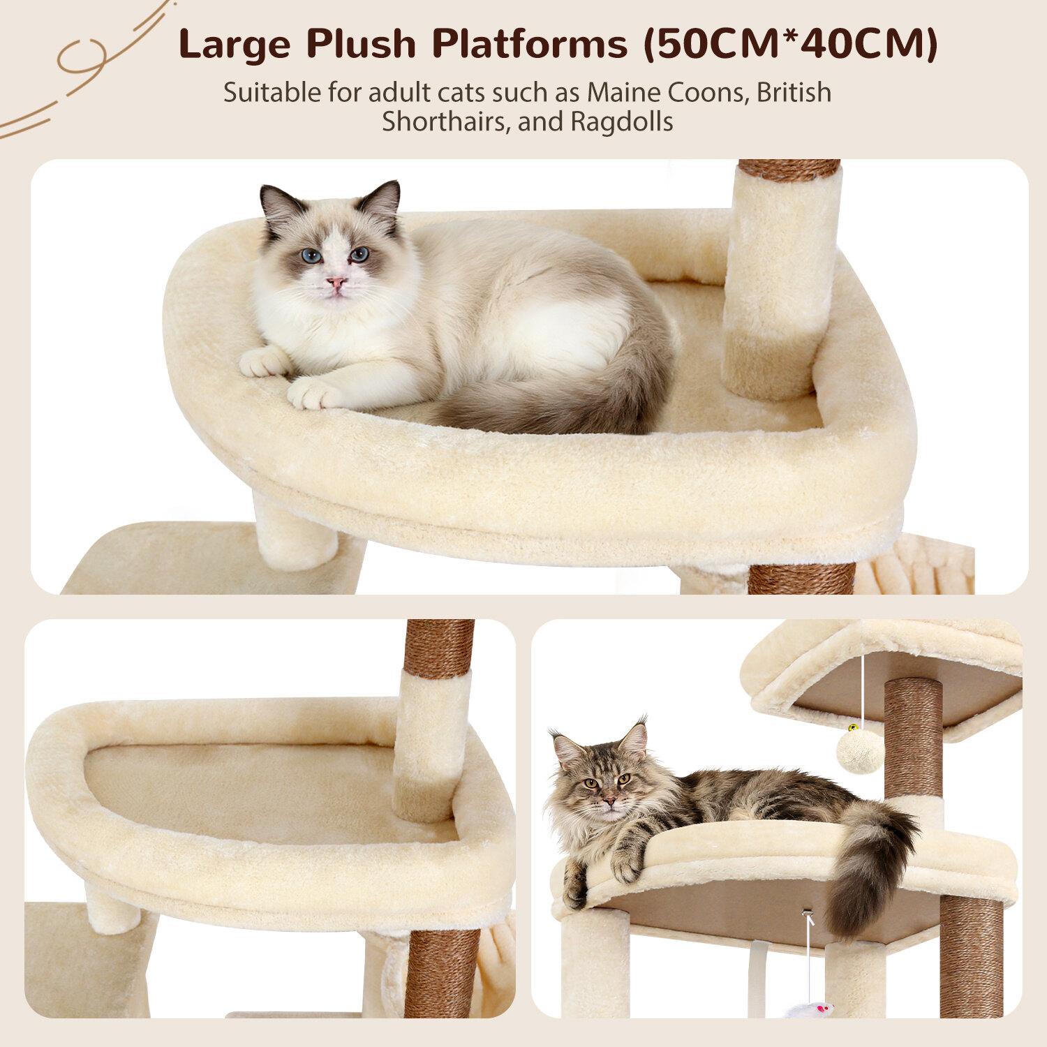 globlazer-s-series-s76b-arbre-chat-beige-193-cm image 5