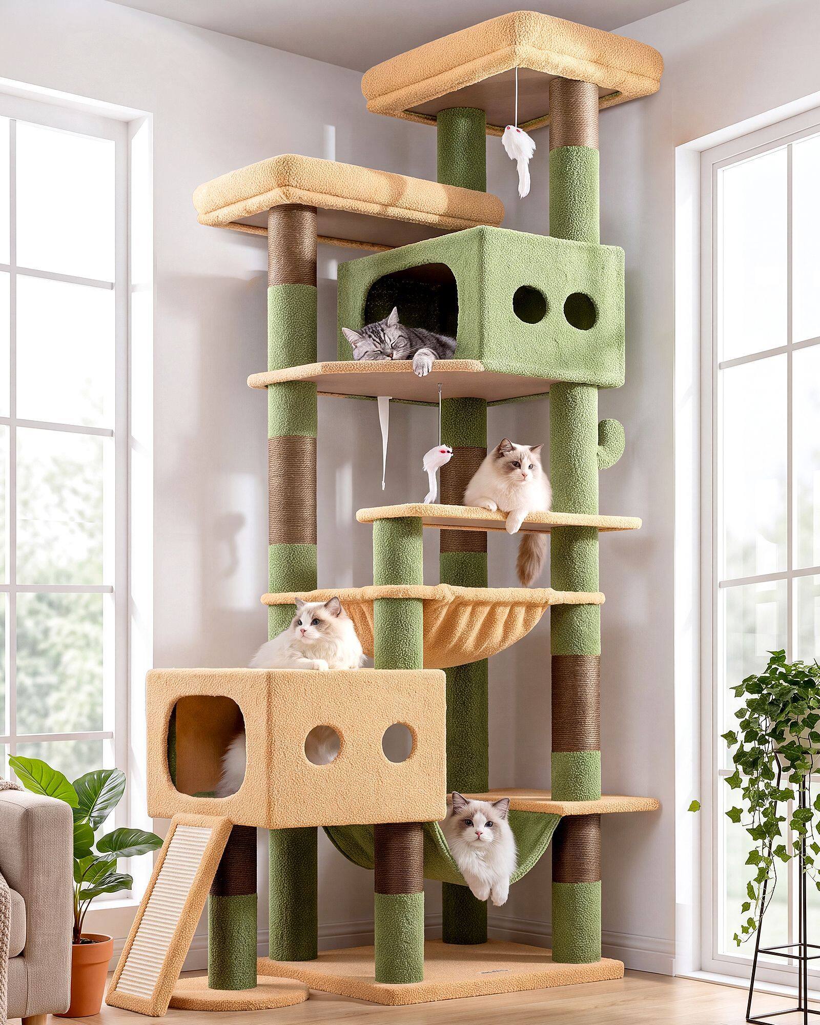 globlazer-s83g-s-series-arbre-chat-vert-cactus-211-cm image 1