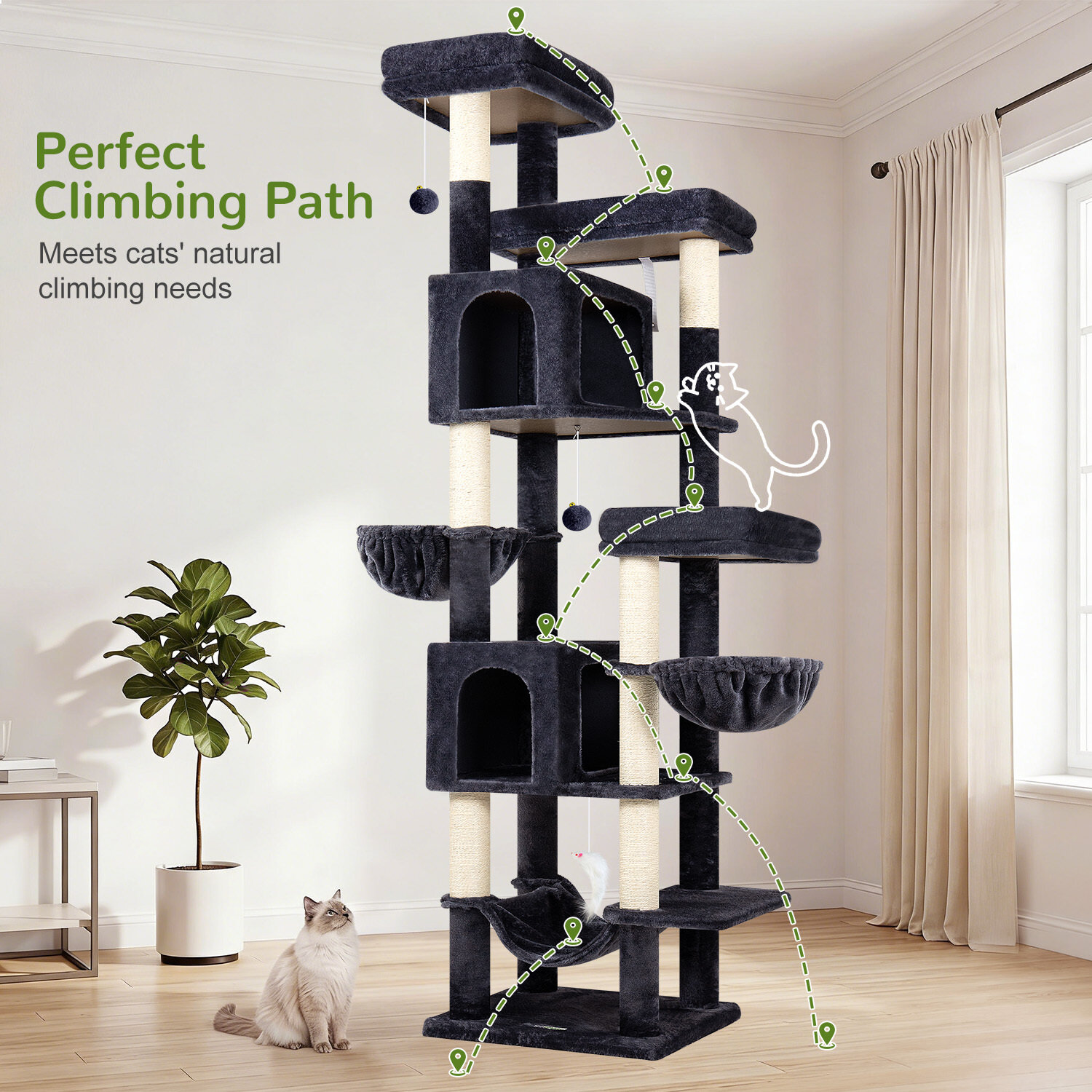 globlazer-f82b-arbre-a-chat-gris-fonce-208-cm image 7