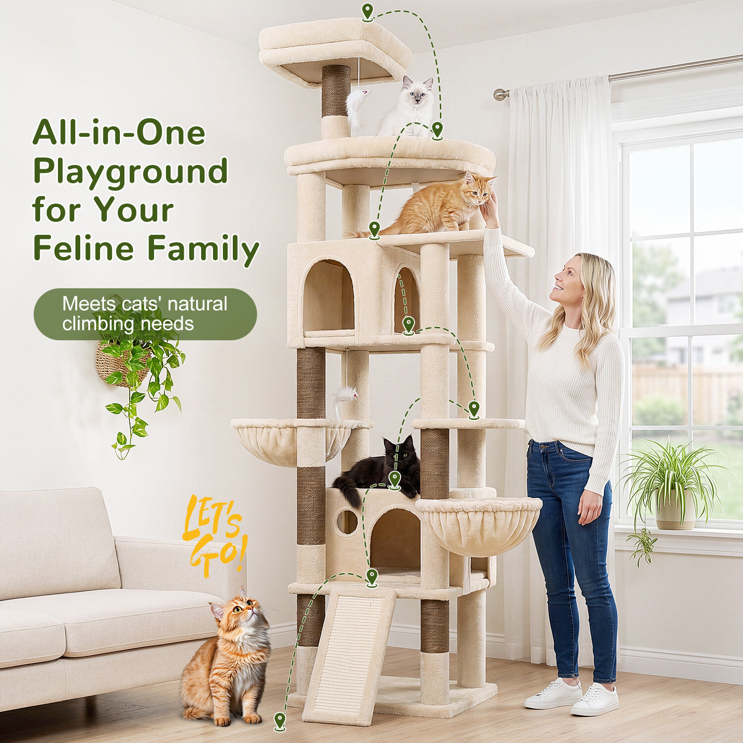 globlazer-f-series-f81h-arbre-chat-beige-81-pouces-grand image 3
