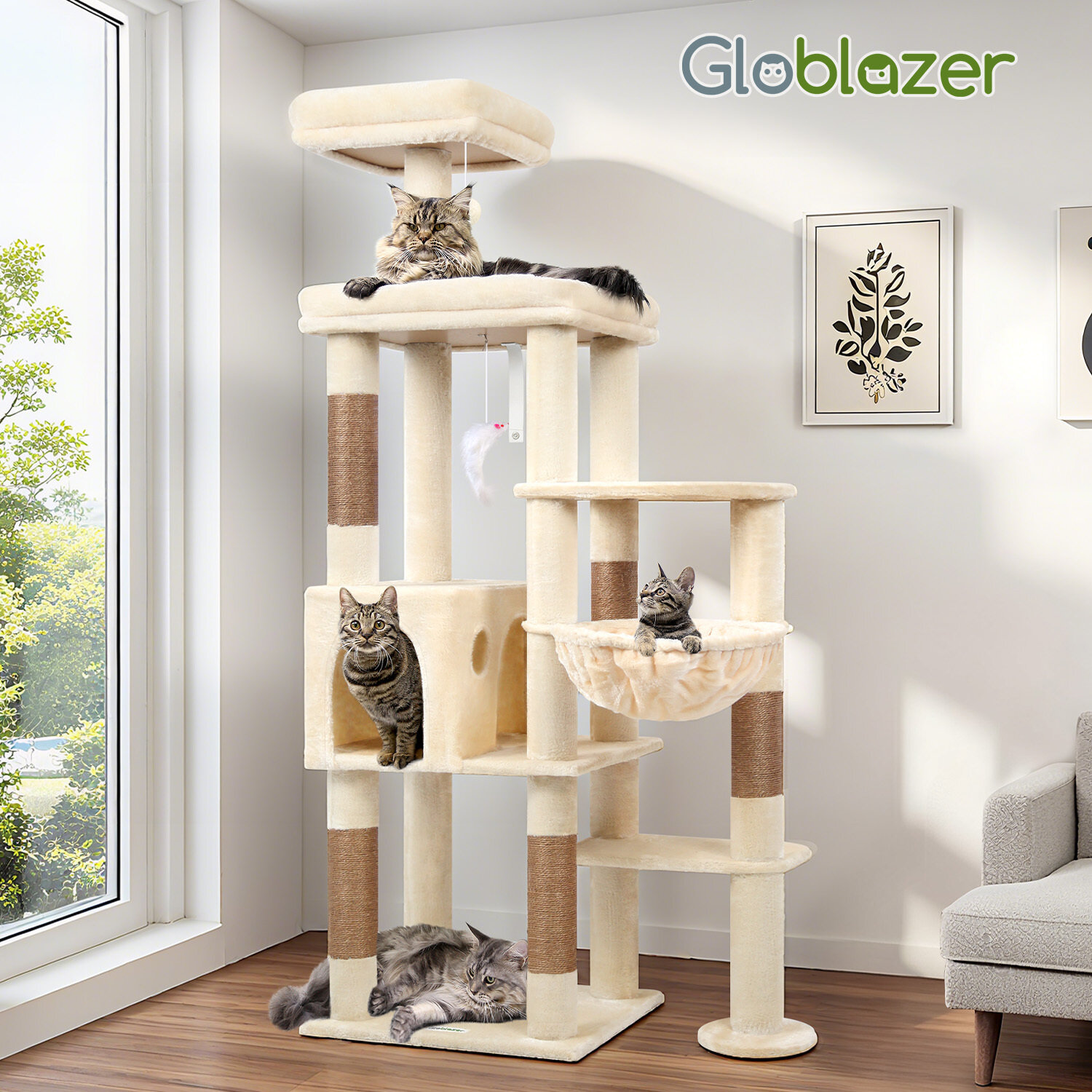 globlazer-f-series-f65b-arbre-chat-beige-165-cm-grand image 4