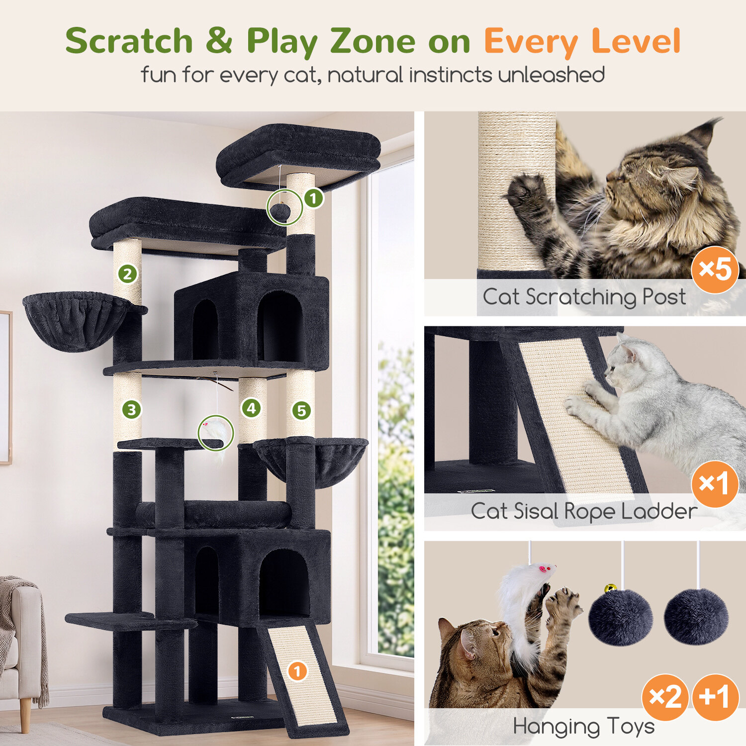 globlazer-f75c-arbre-chat-190-cm-gris-fonc-tour image 7