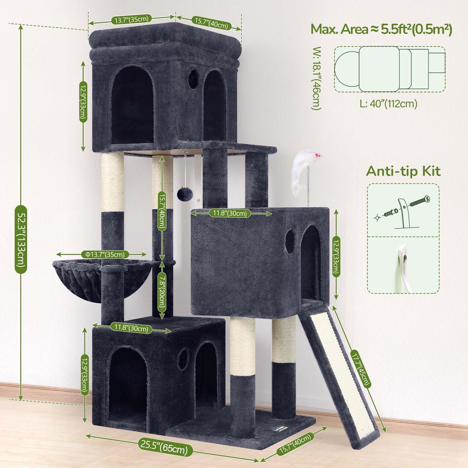 globlazer-f-series-f52b-arbre-chat-gris-fonc-52-pouces image 7