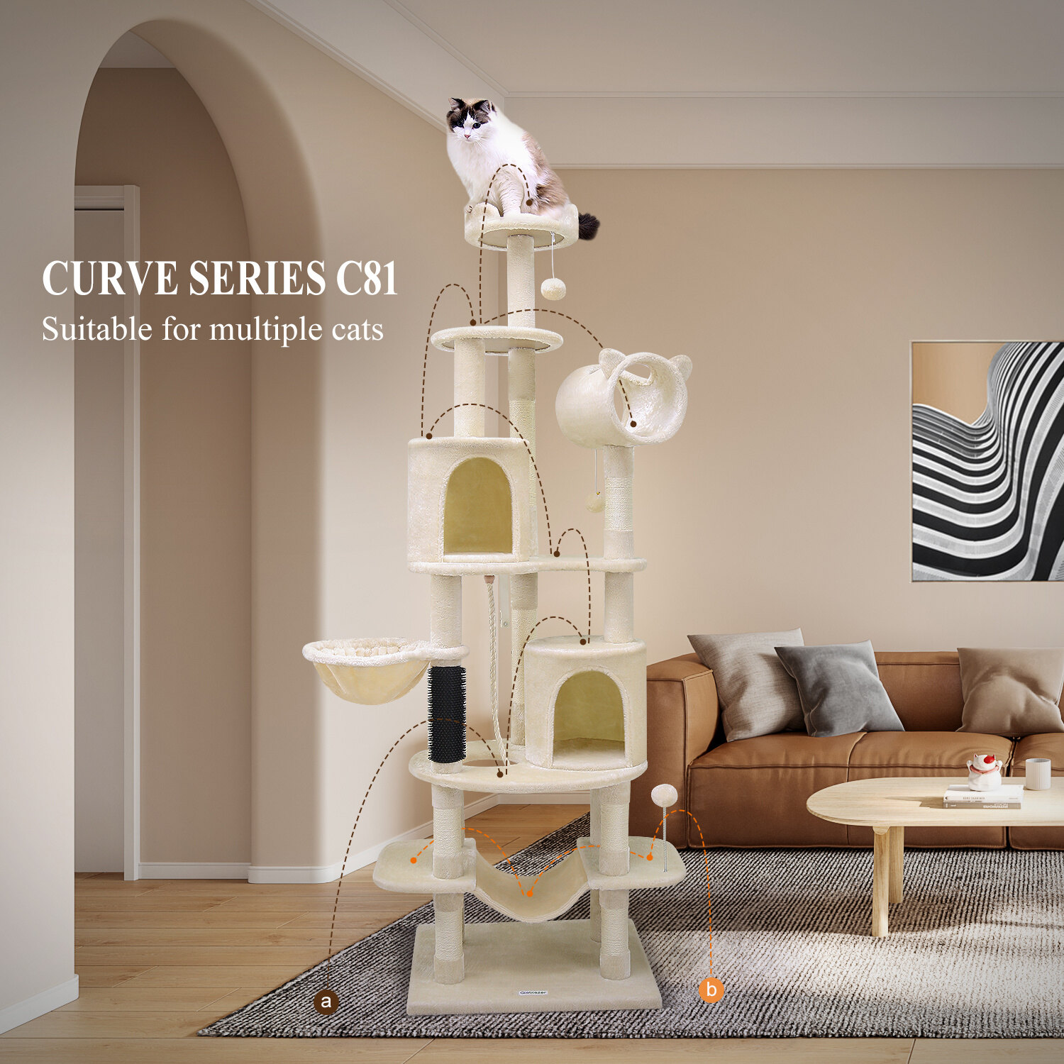 globlazer-c-series-c81-arbre-chat-beige-206-cm-grand image 5