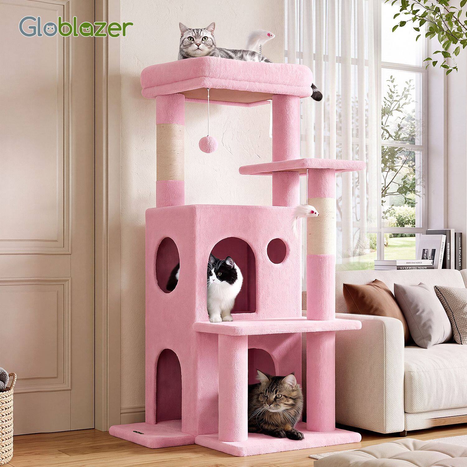 globlazer-f-series-fc50-arbre-chat-rose-50-pouces-grands-chats image 8