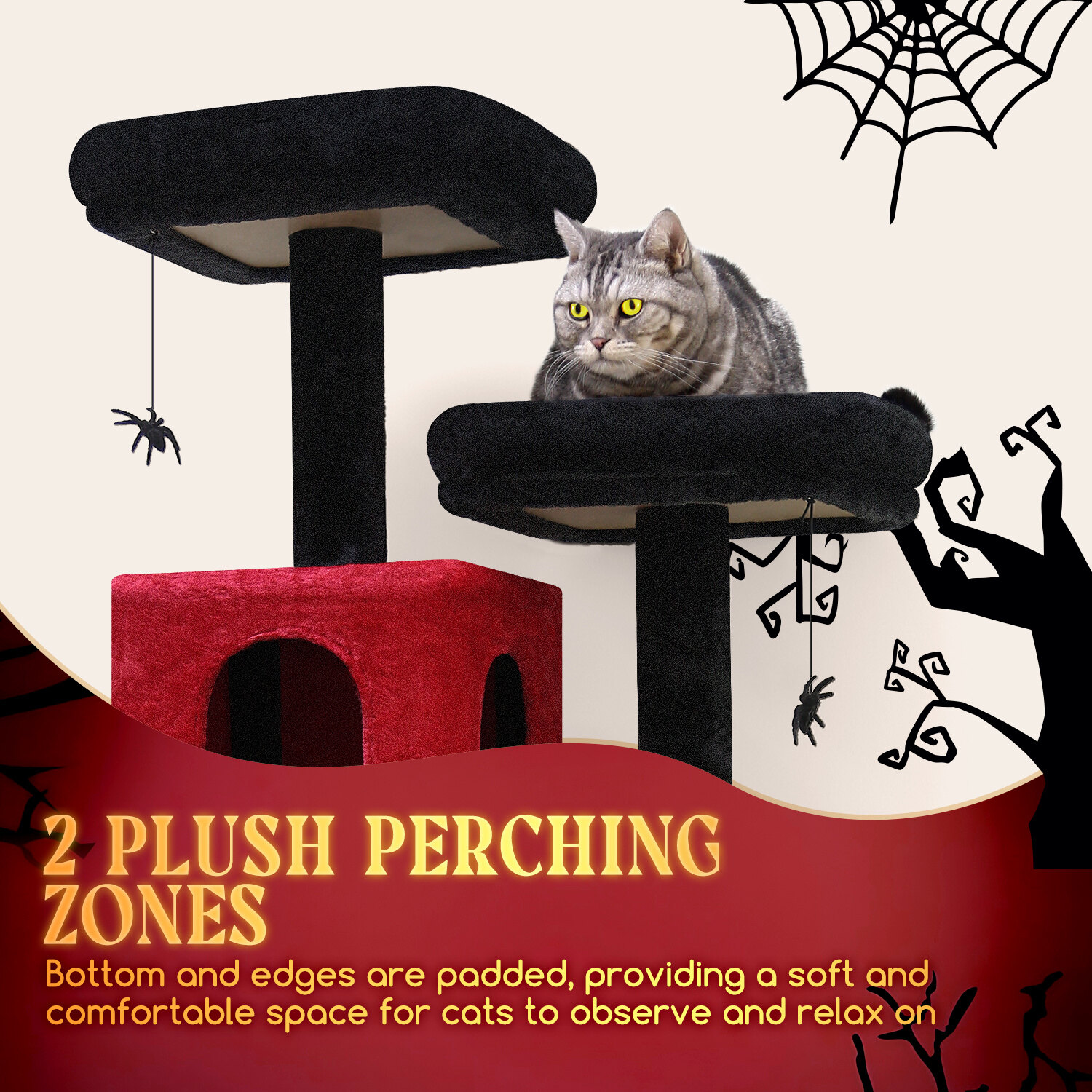 globlazer-f69-arbre-chat-noir-rouge-69-pouces-gothique image 5