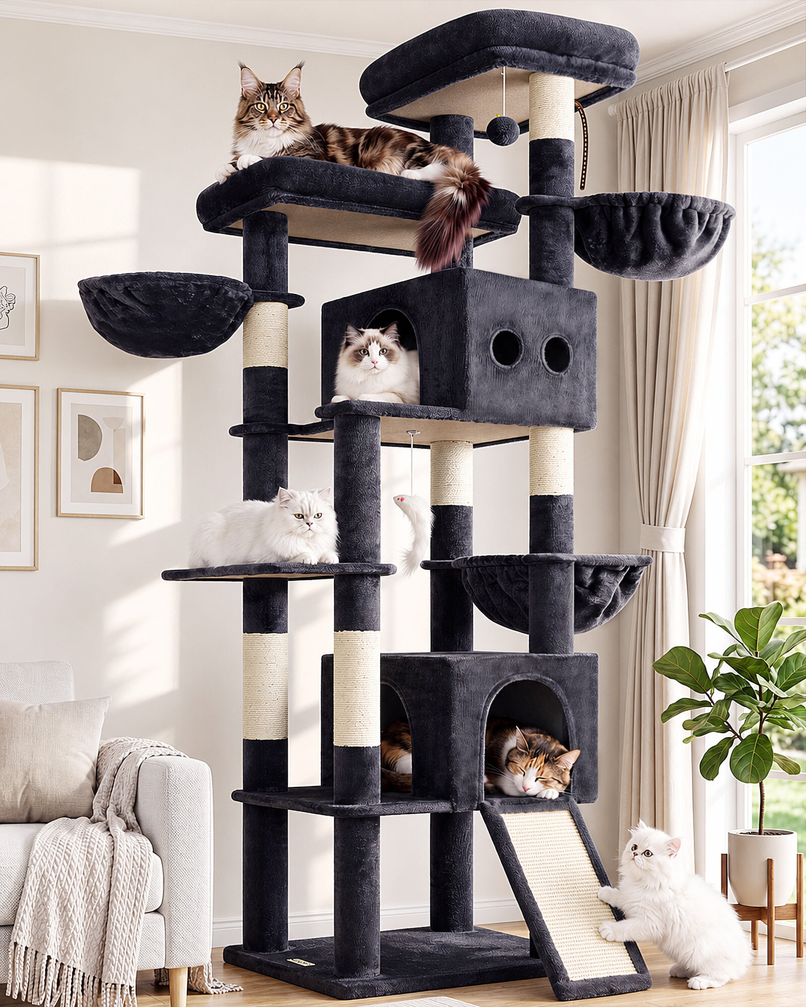 globlazer-f83j-arbre-chat-xxl-gris-fonc-211-cm image 1
