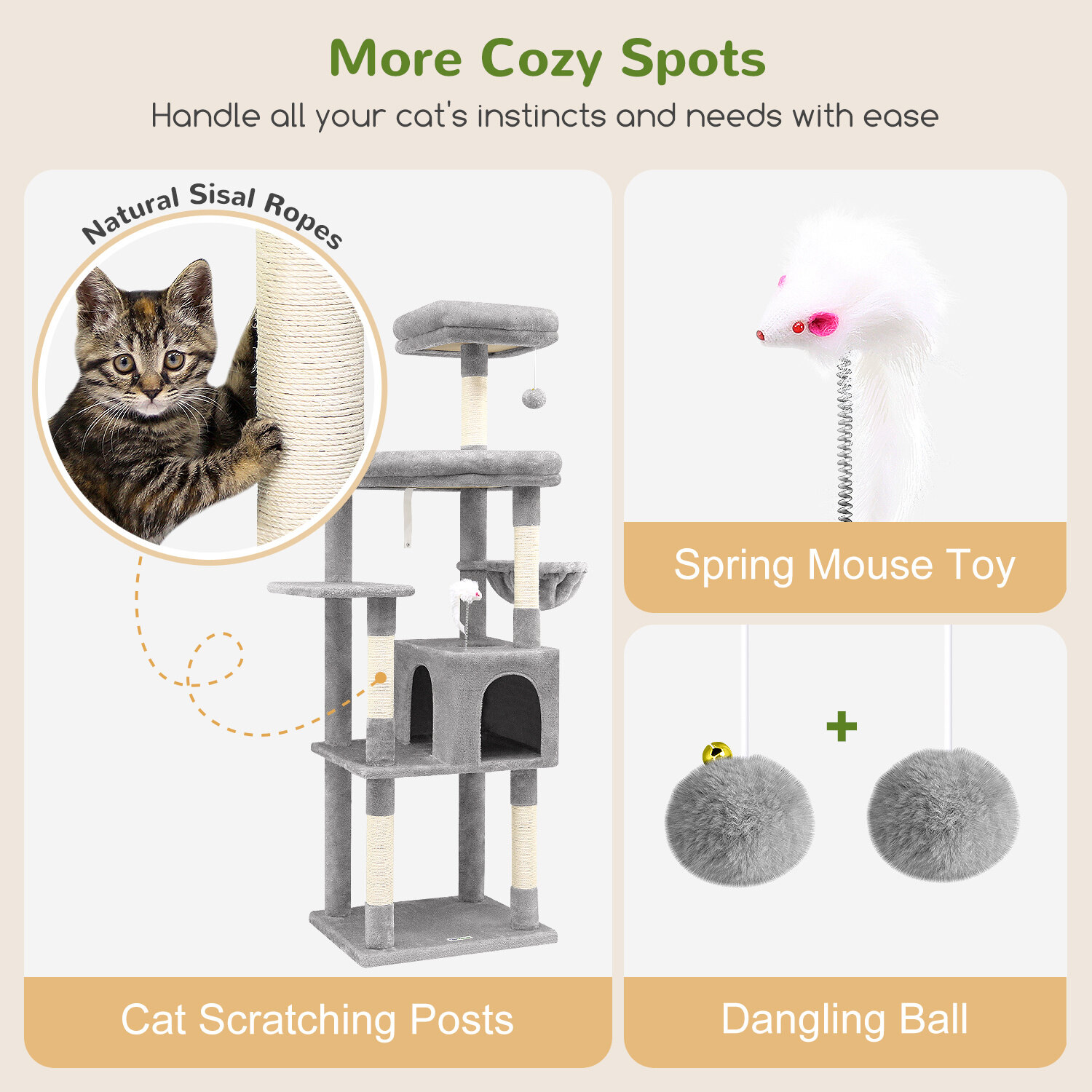 globlazer-s68-arbre-chat-gris-clair-68-pouces-grand image 3