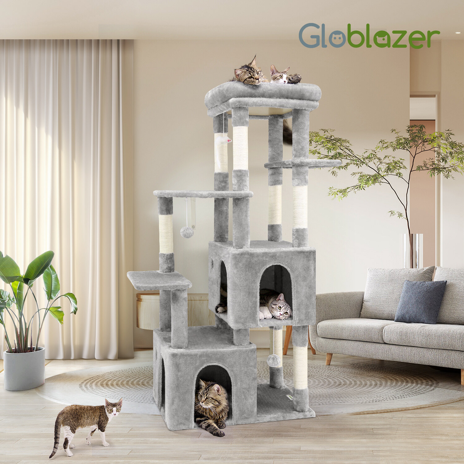 globlazer-f61-arbre-chat-61-pouces-gris-clair image 3