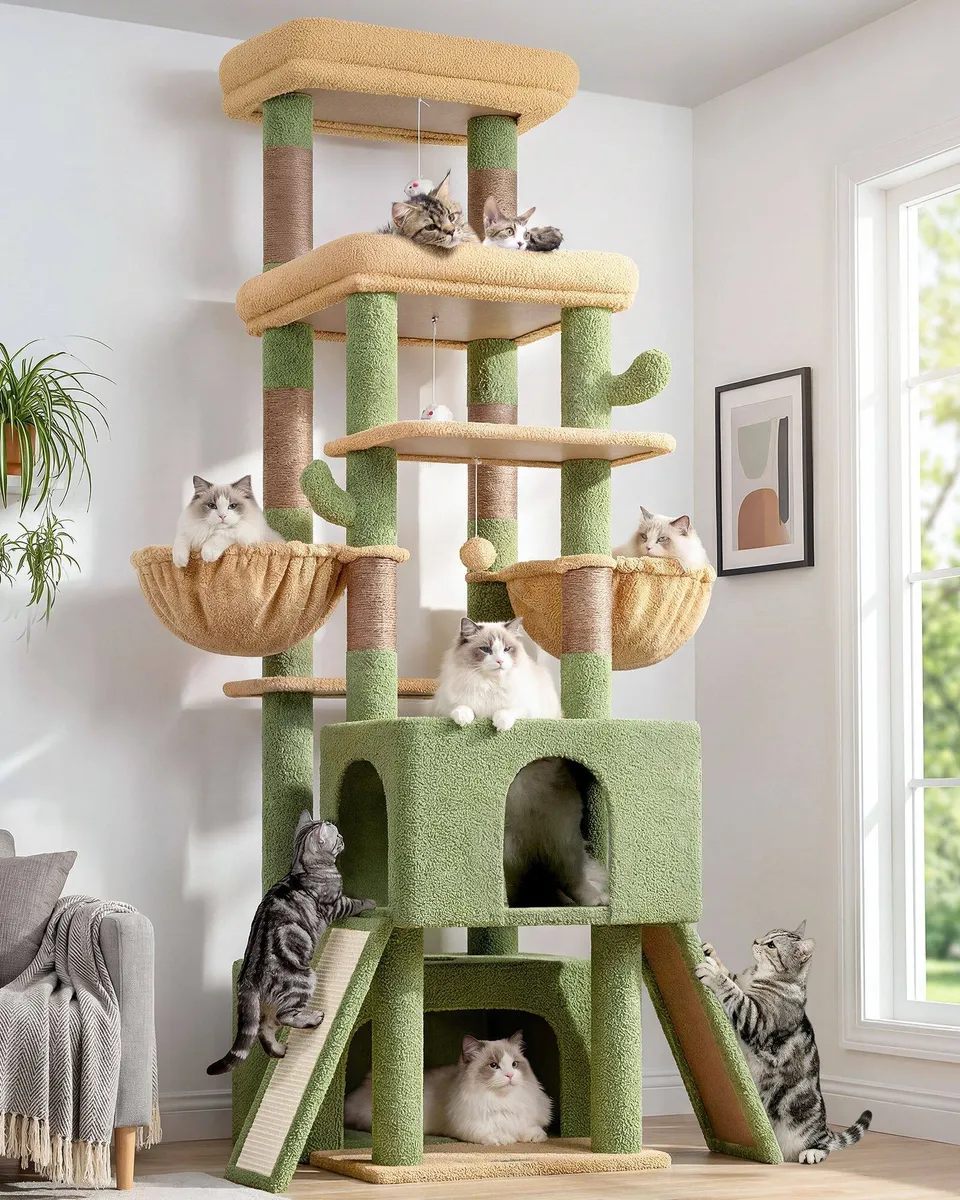 globlazer-z-series-z78-arbre-chat-vert-cactus-78-pouces image 1