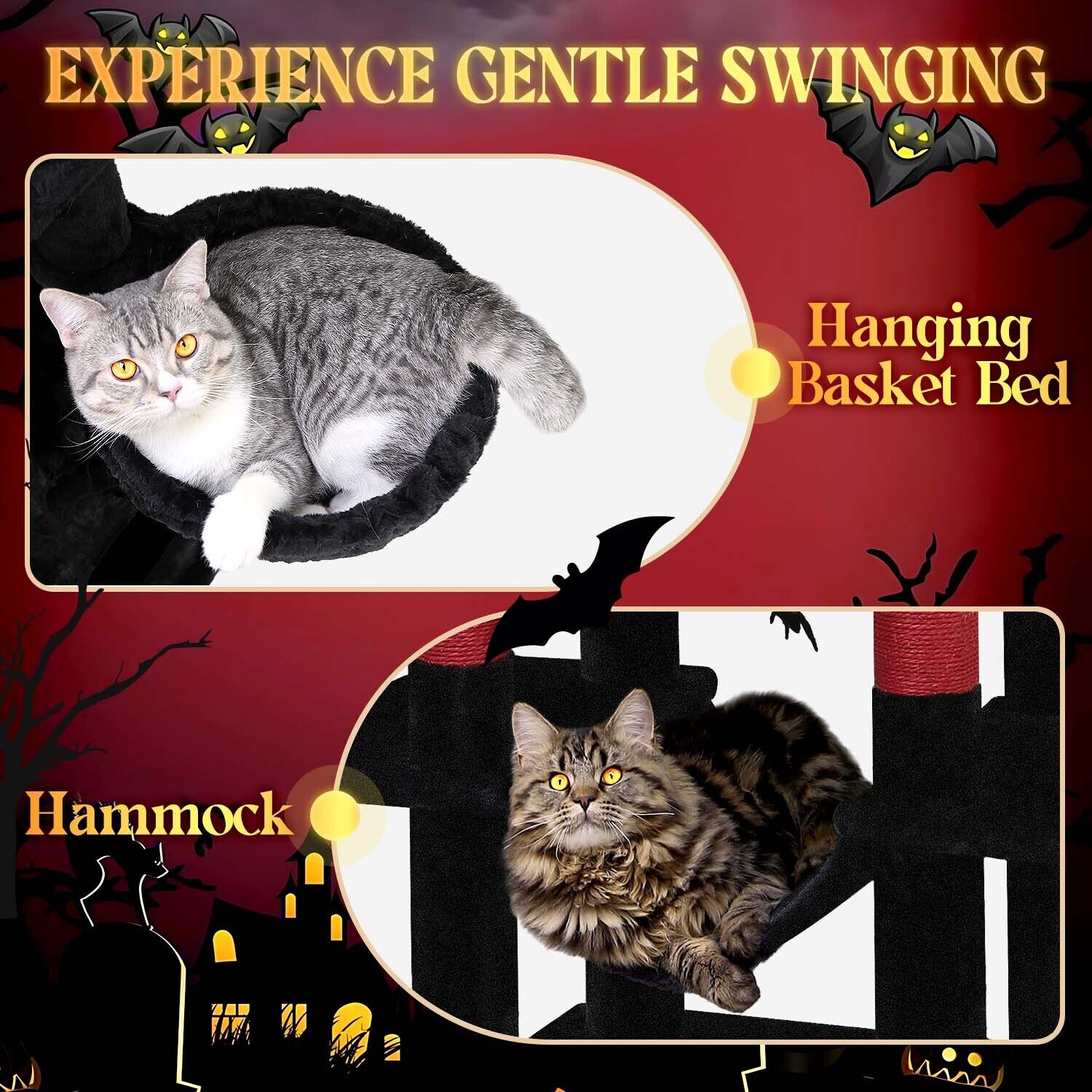 globlazer-c-series-c51-arbre-chat-noir-rouge-51-pouces-gothique image 6