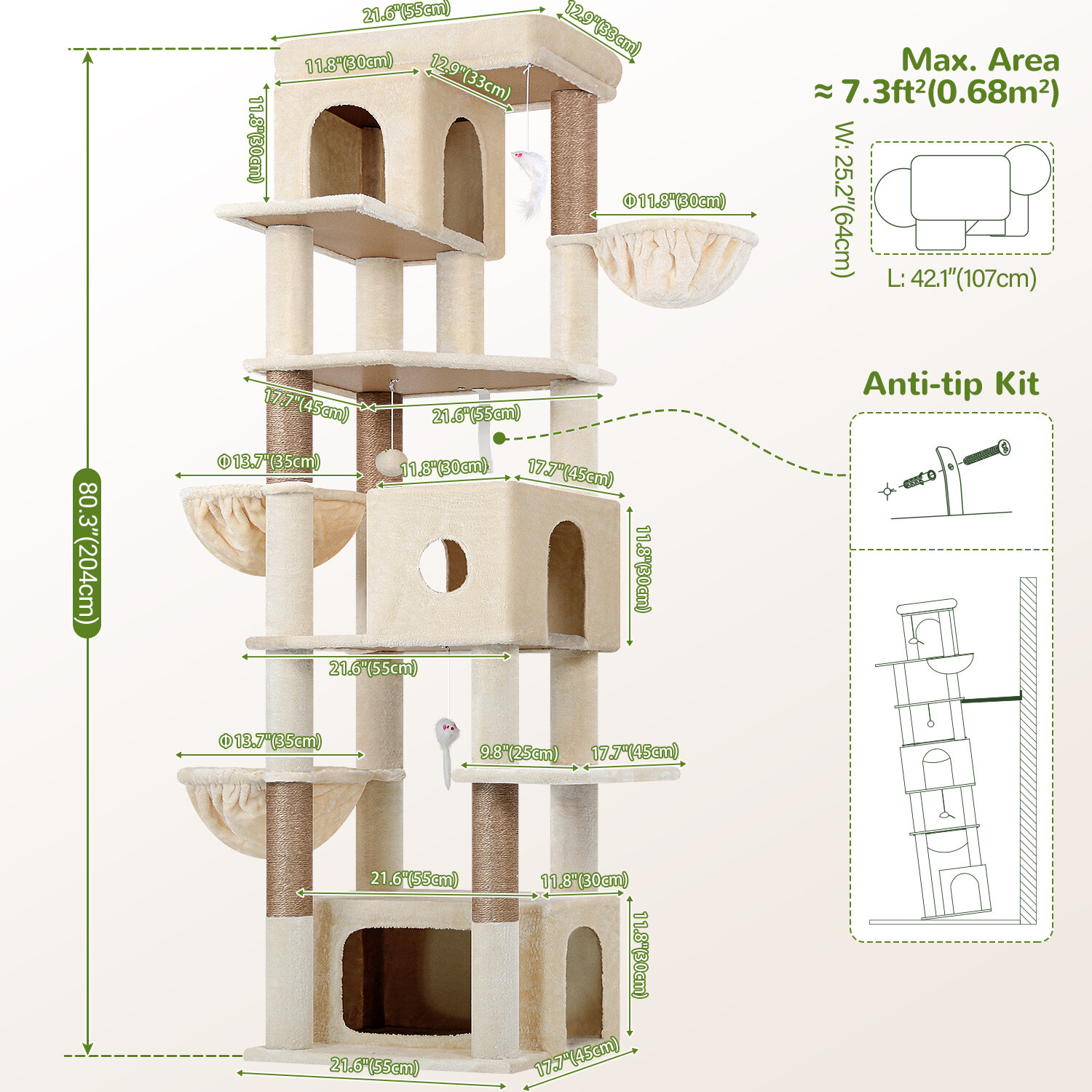 globlazer-f80f-arbre-chat-beige-203-cm-grand-chat image 7