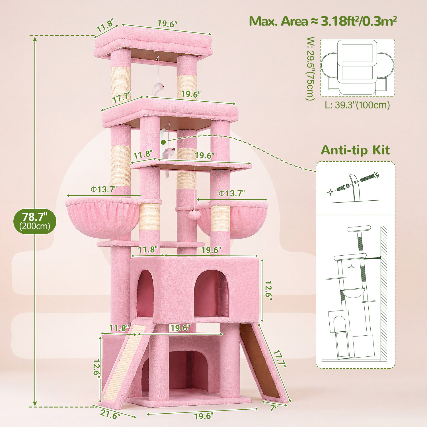 globlazer-z-series-z78-arbre-chat-rose-198-cm image 7