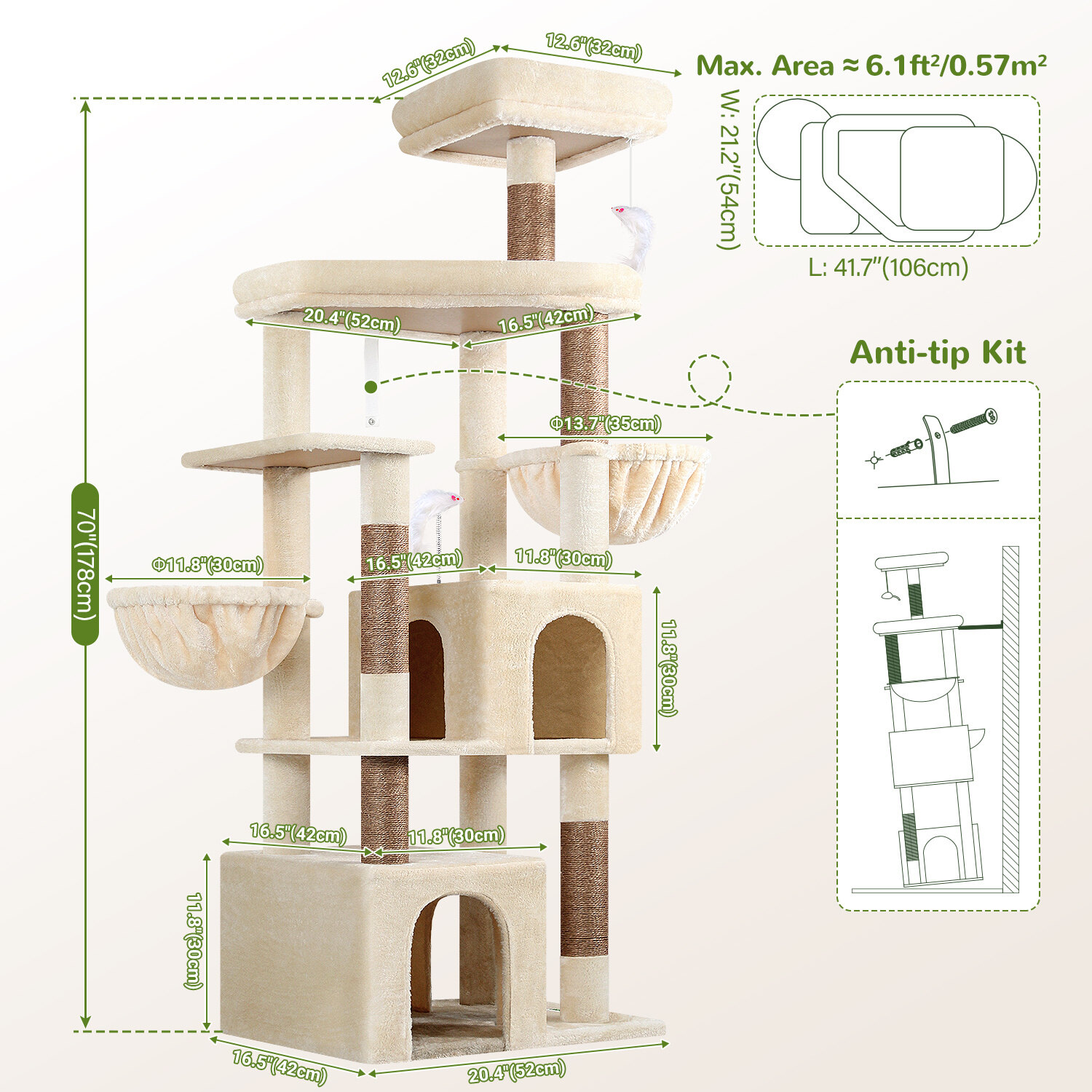 globlazer-s-series-s68-arbre-chat-beige-68-pouces-grand image 7