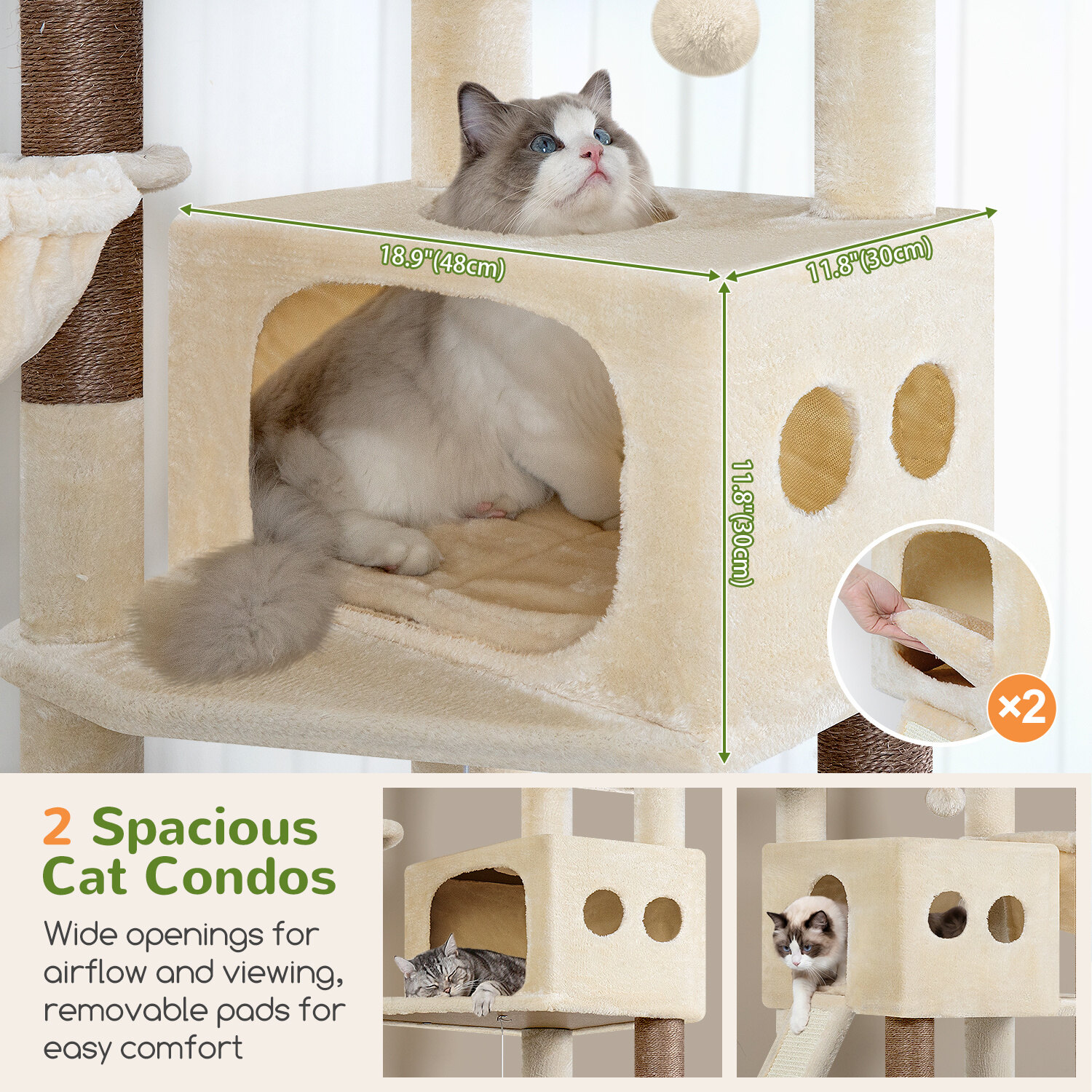 globlazer-s74g-arbre-chat-beige-188-cm-grand image 3