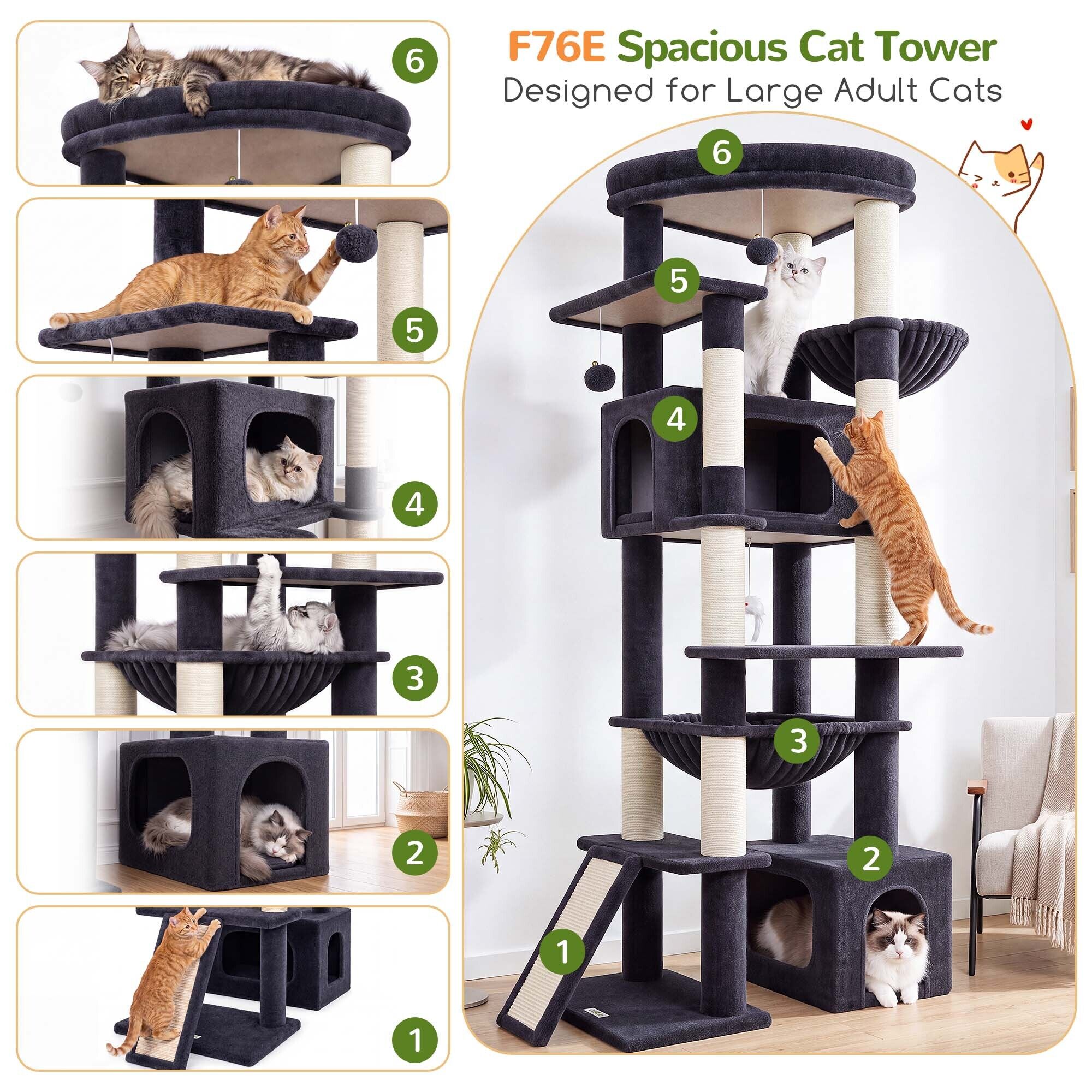 globlazer-f76e-arbre-chat-gris-fonc-193-cm image 3
