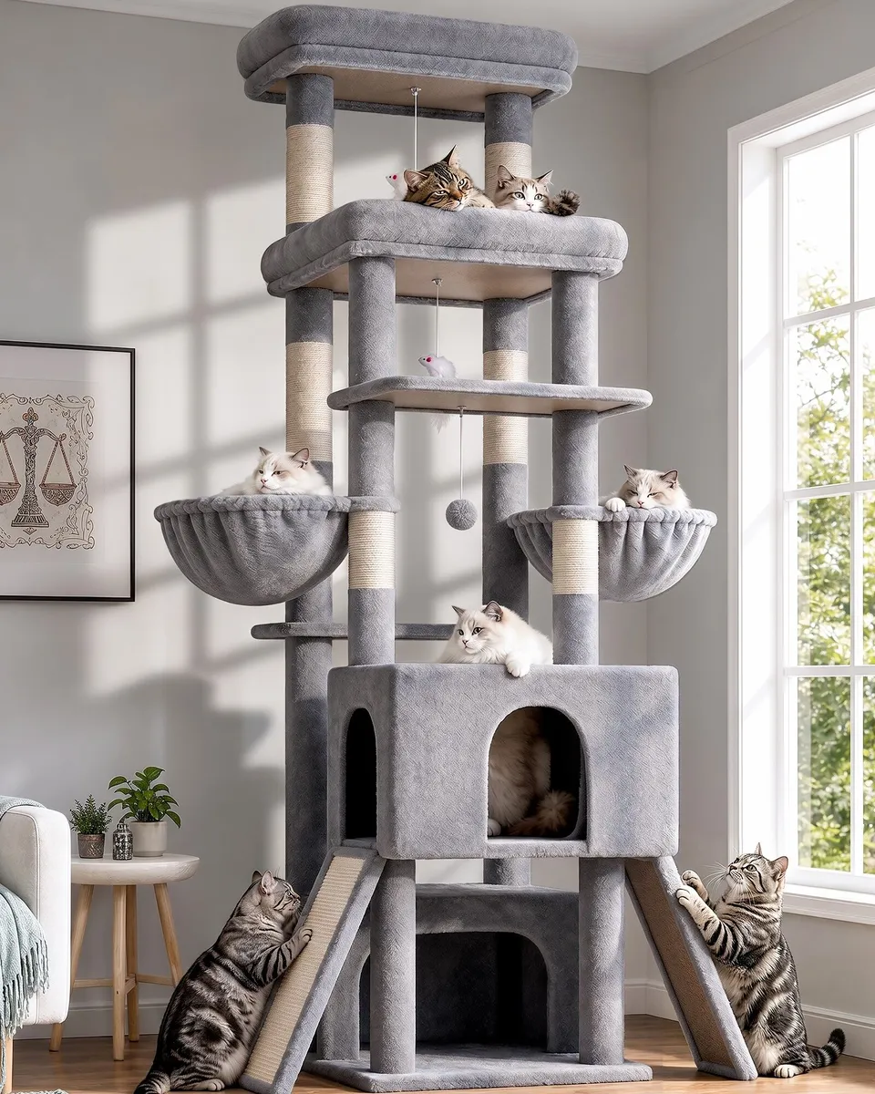 globlazer-z78-arbre-chat-grand-198-cm-gris-clair image 1