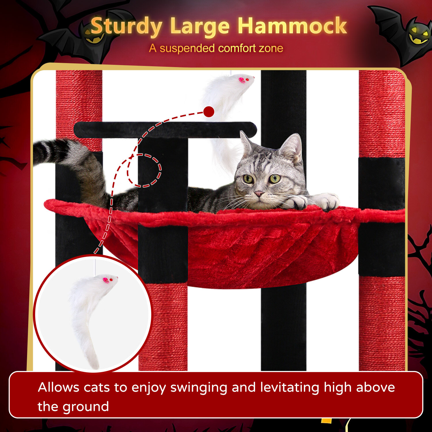 globlazer-f53-arbre-chat-135-cm-rouge-noir-gothique image 5