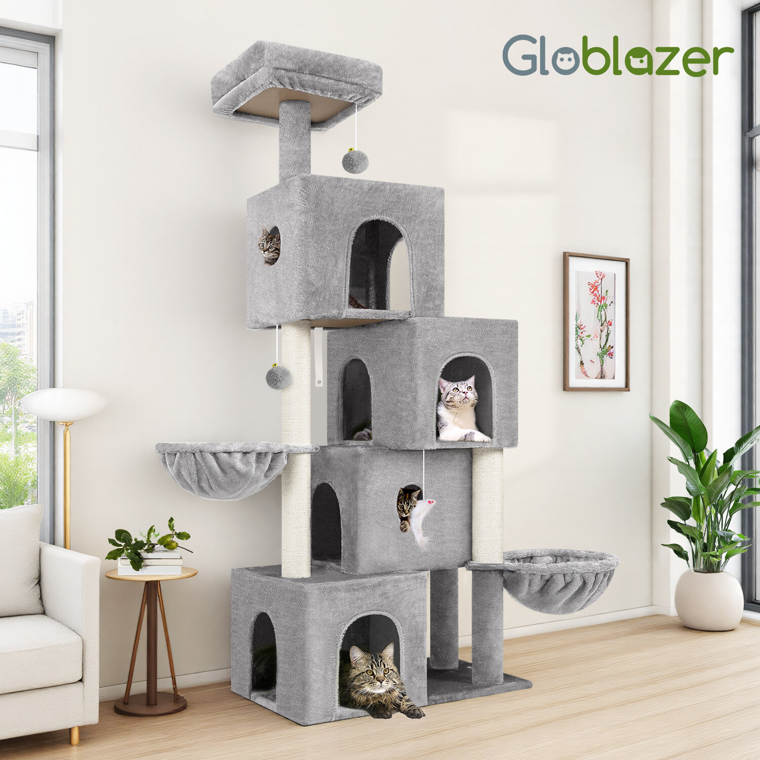 globlazer-f70c-arbre-chat-gris-clair-178-cm-niche image 8