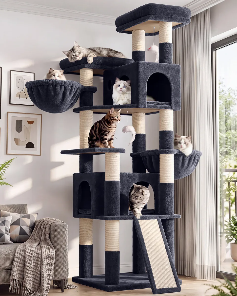 globlazer-f74h-arbre-chat-188-cm-gris-fonc-robuste image 1
