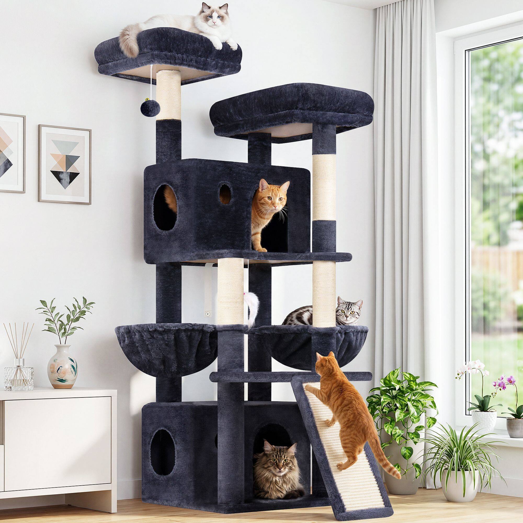 globlazer-f64b-arbre-chat-163-cm-gris-fonc image 1