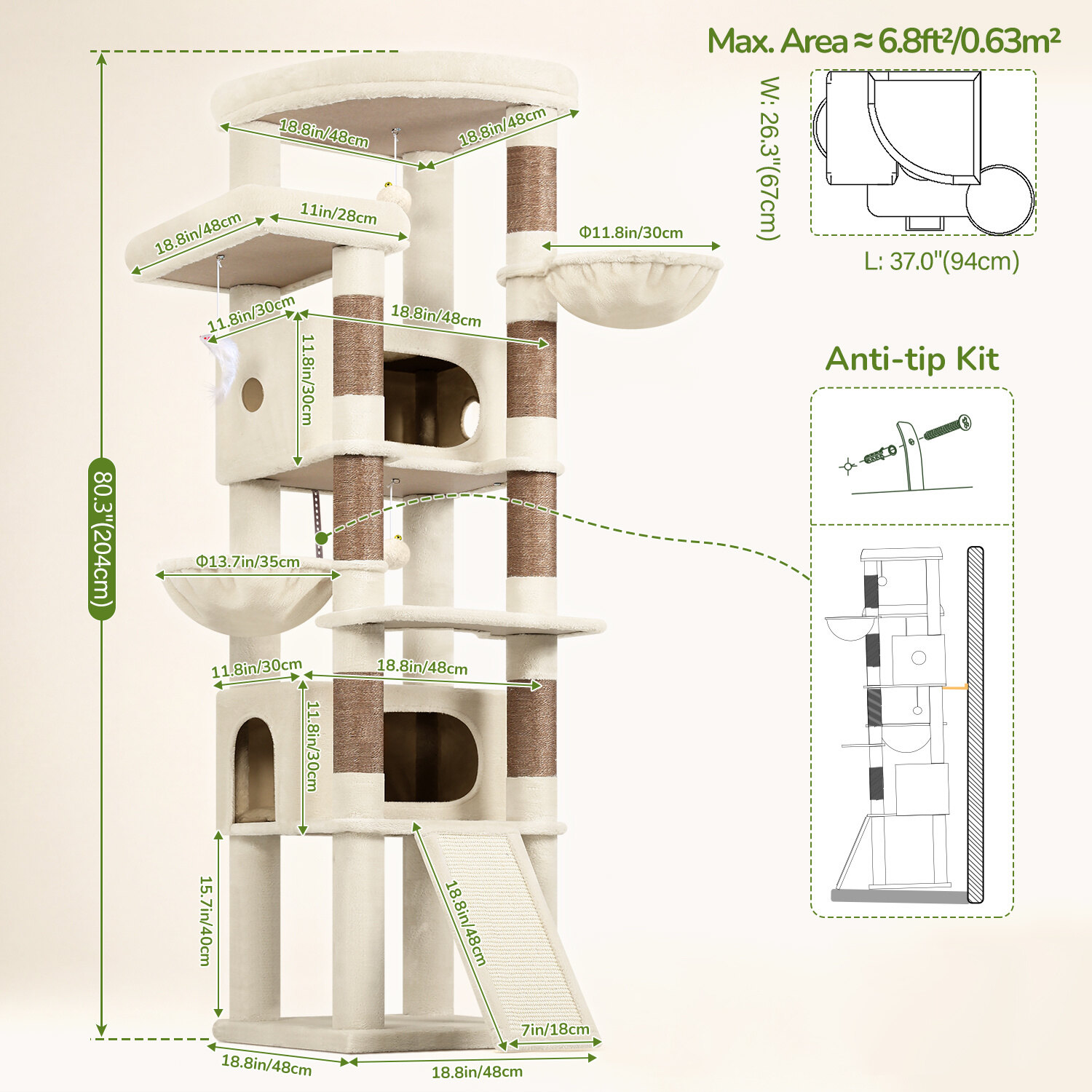 globlazer-s-series-s80c-arbre-chat-beige-80-pouces-grand image 7