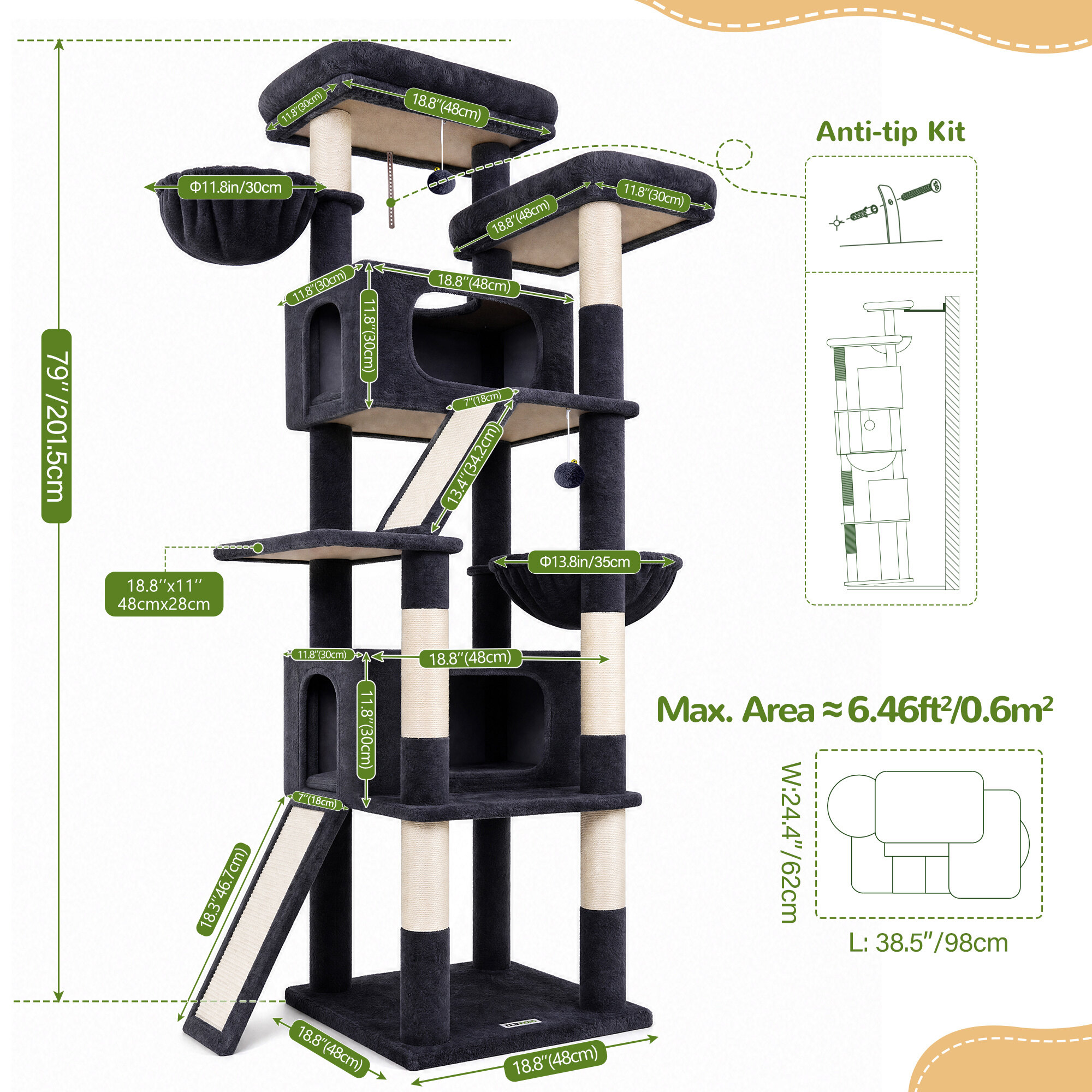 globlazer-s-series-s79-arbre-chat-gris-fonc-79-pouces image 8