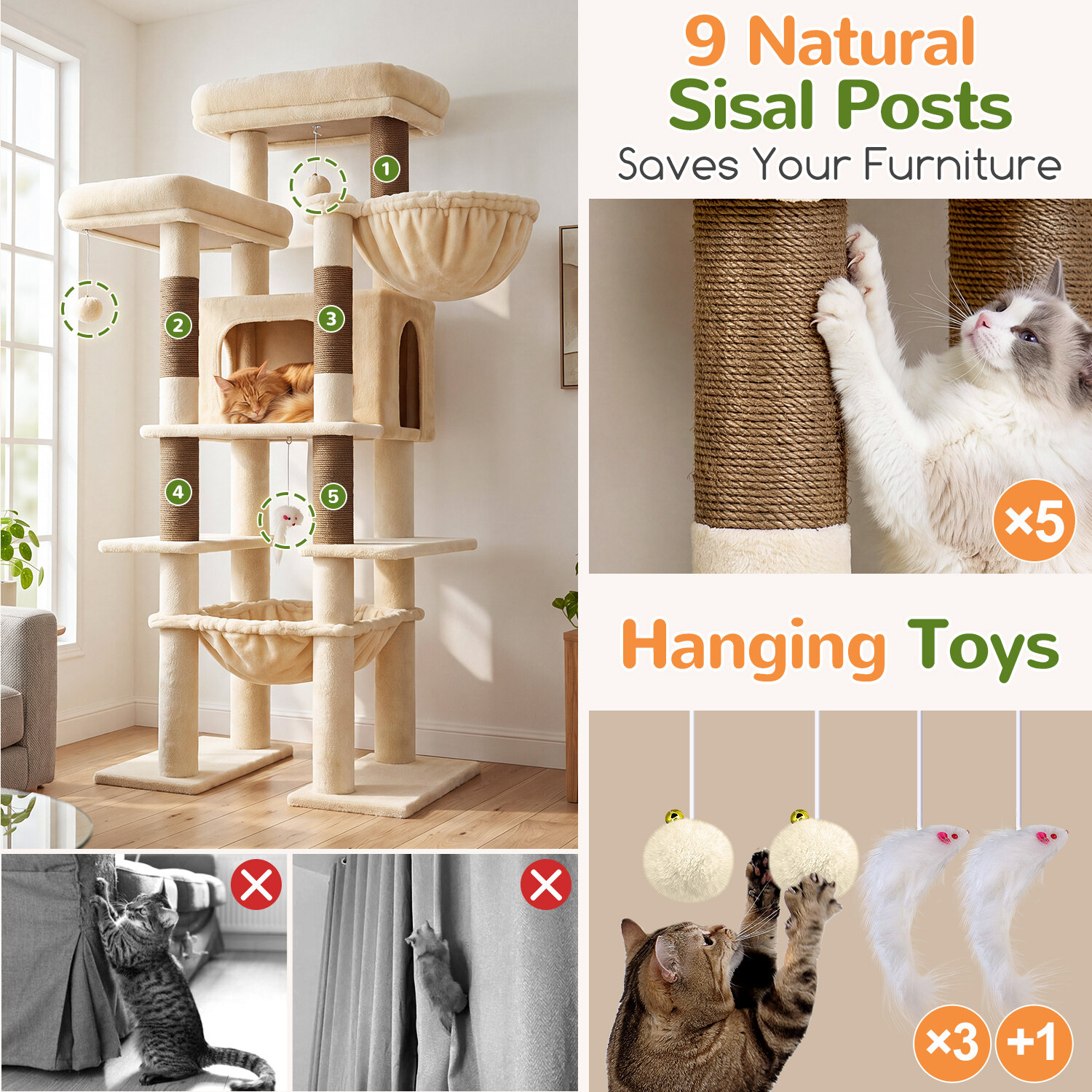 globlazer-f-series-f61b-arbre-chat-beige-155-cm-xl image 5