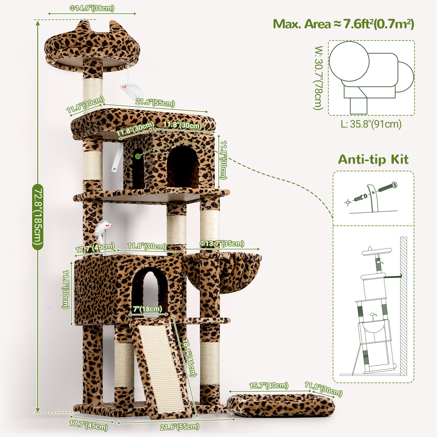 globlazer-s-series-s72-arbre-chat-l-opard-robuste-183-cm image 8