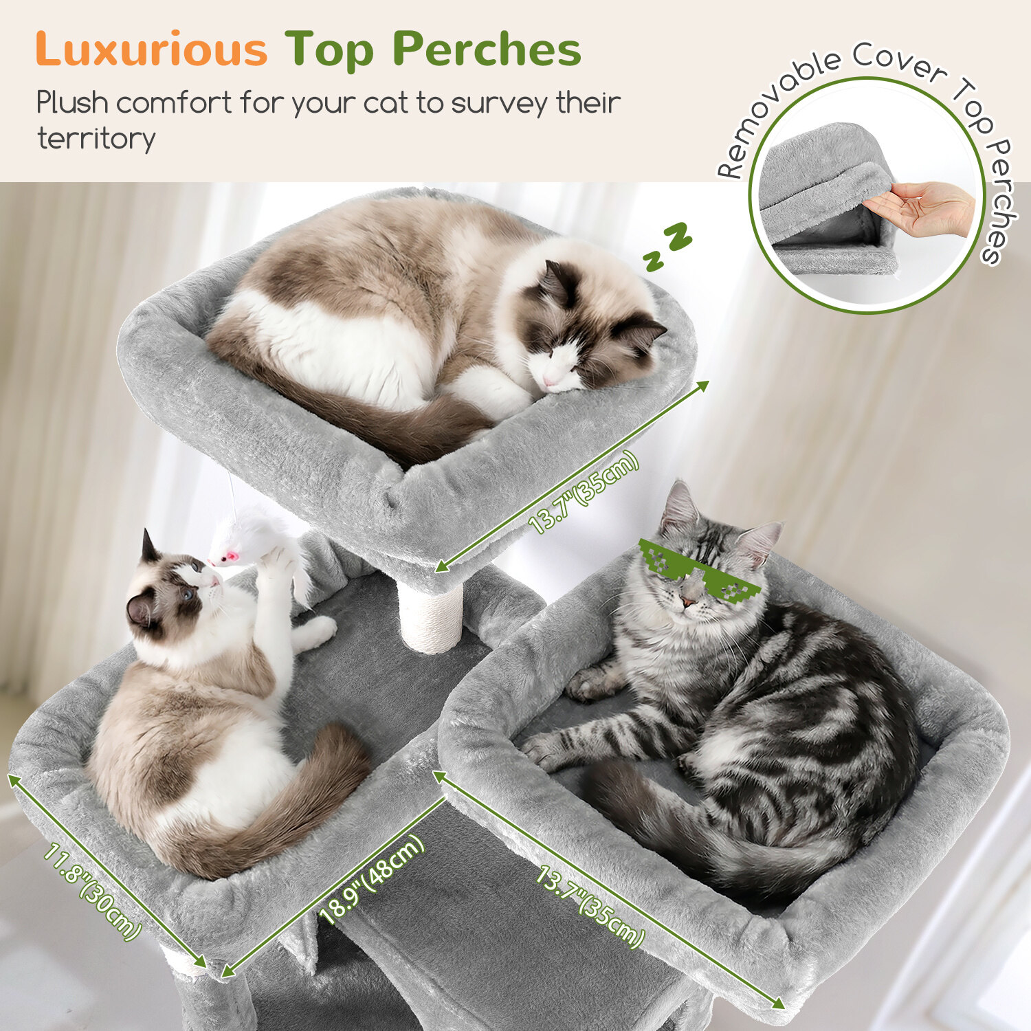 globlazer-f-series-f73c-arbre-chat-gris-clair-73-pouces-grand image 3