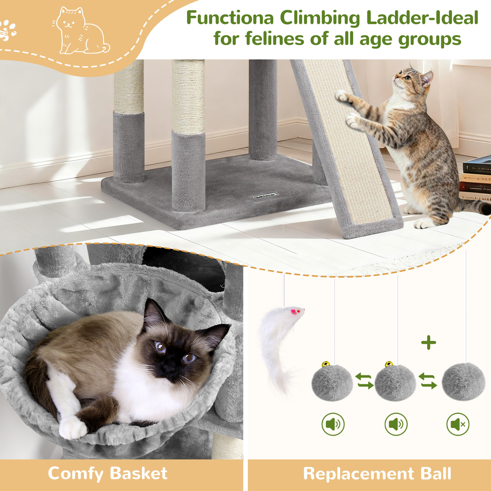 globlazer-f83d-arbre-chat-83-pouces-gris-clair-xxl image 5