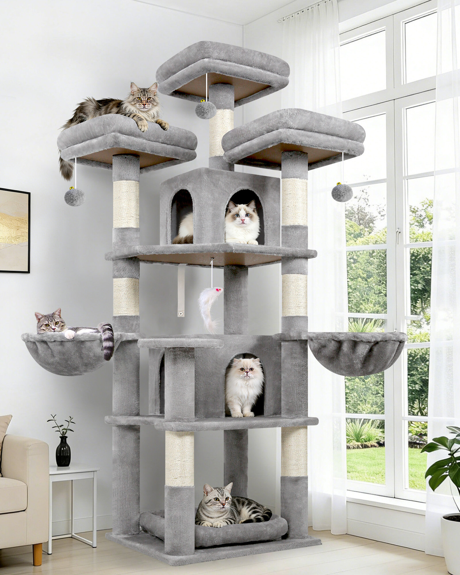 globlazer-f68b-arbre-chat-173-cm-gris-clair image 1