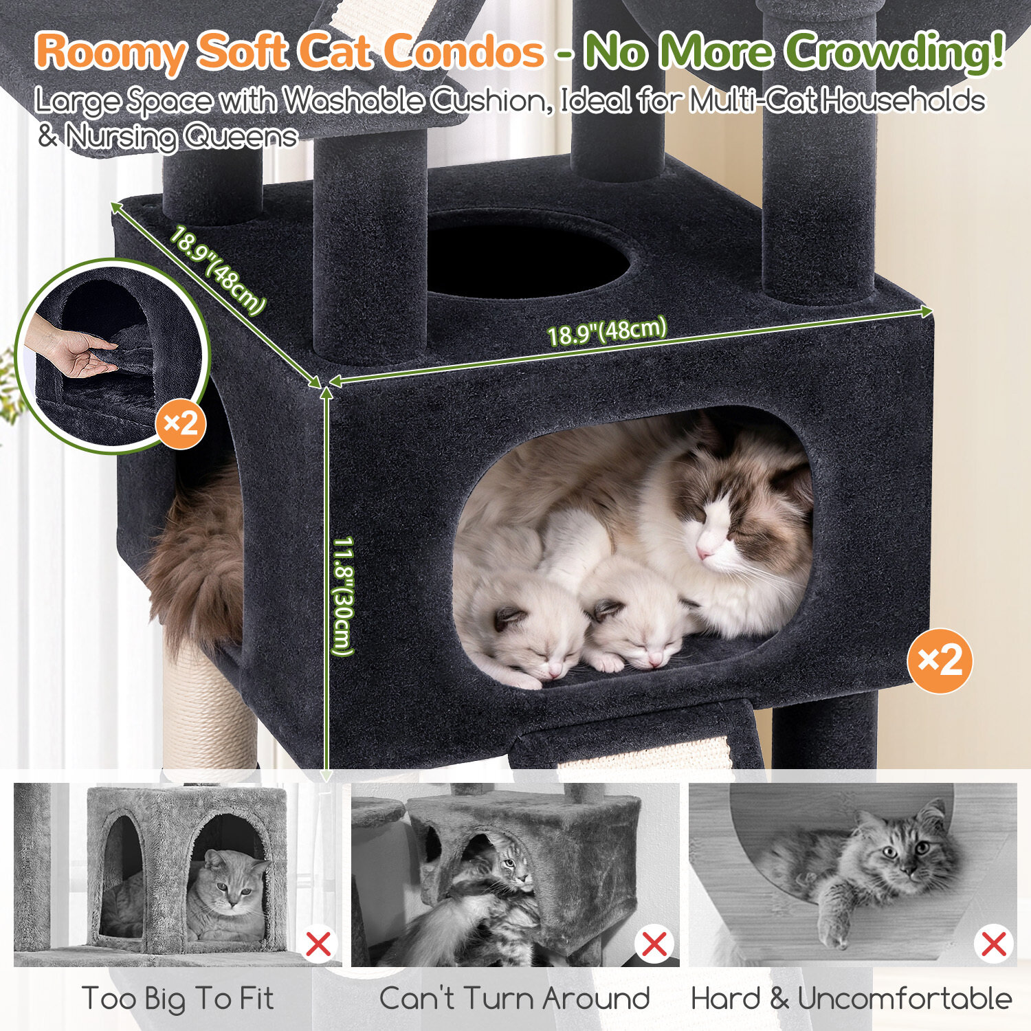 globlazer-s-series-s80h-arbre-chat-gris-fonc-80-pouces image 3
