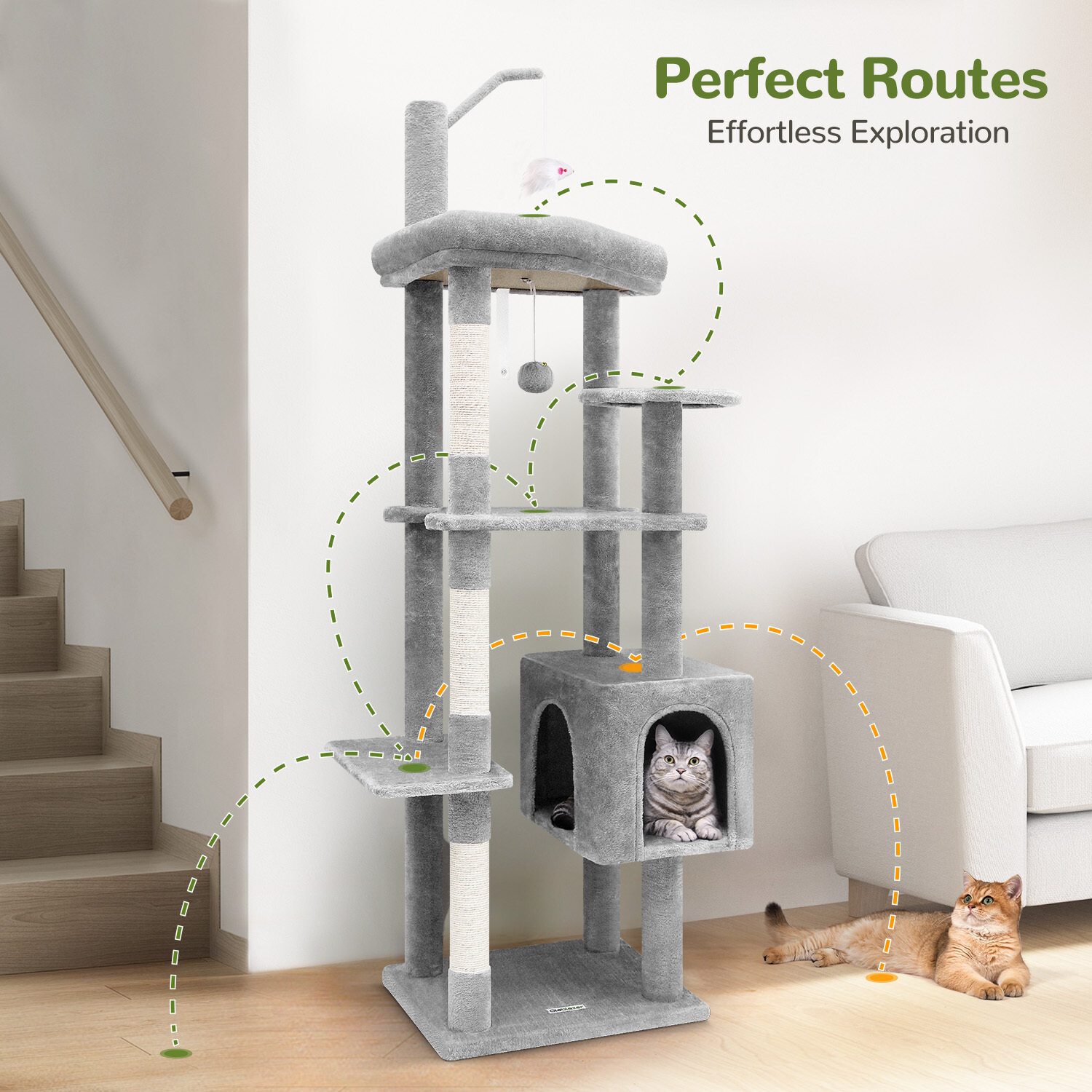 globlazer-f64-arbre-chat-gris-clair-64-pouces-adulte image 4