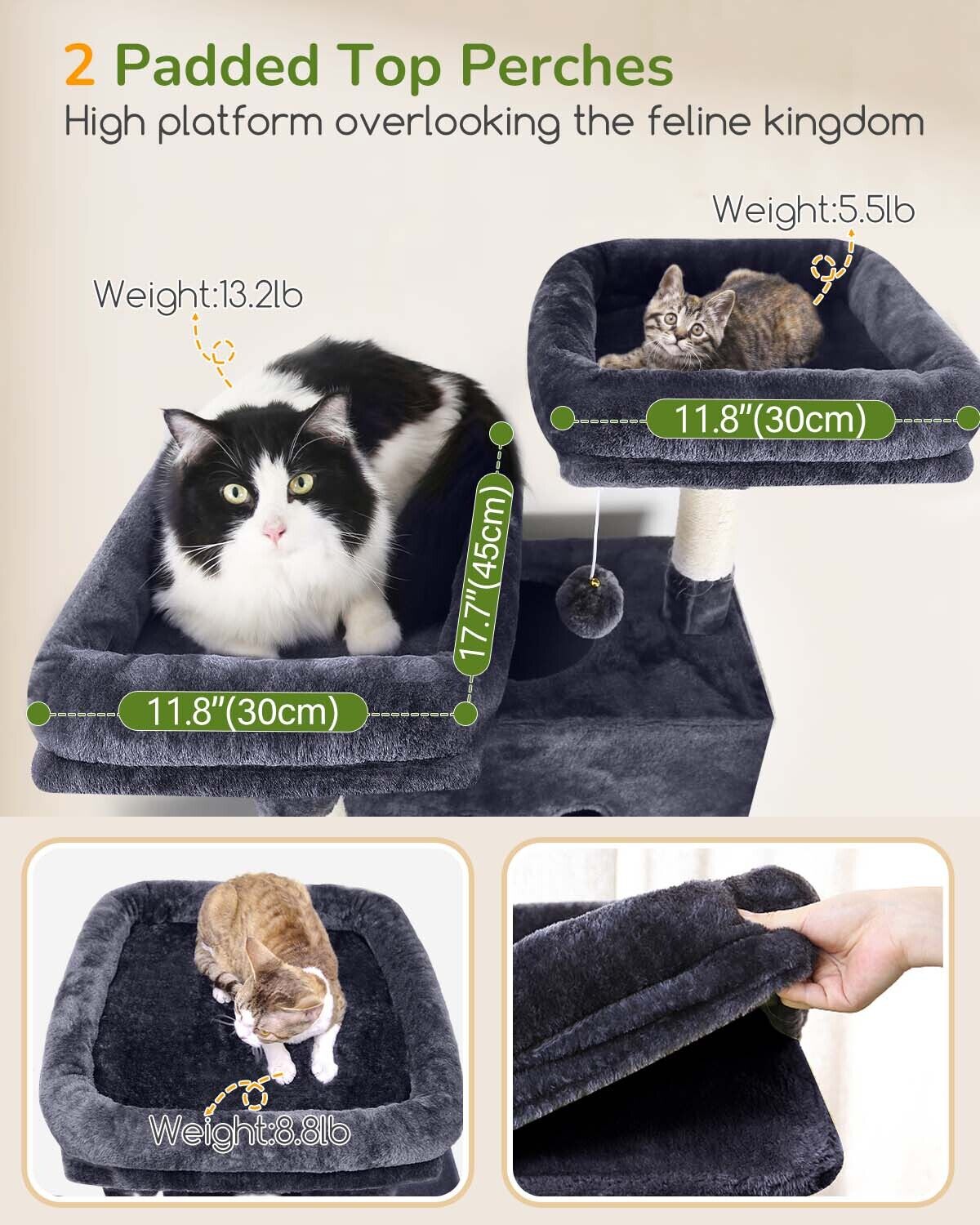 globlazer-s-series-s80b-arbre-chat-gris-fonc-80-pouces-grand-chat image 3