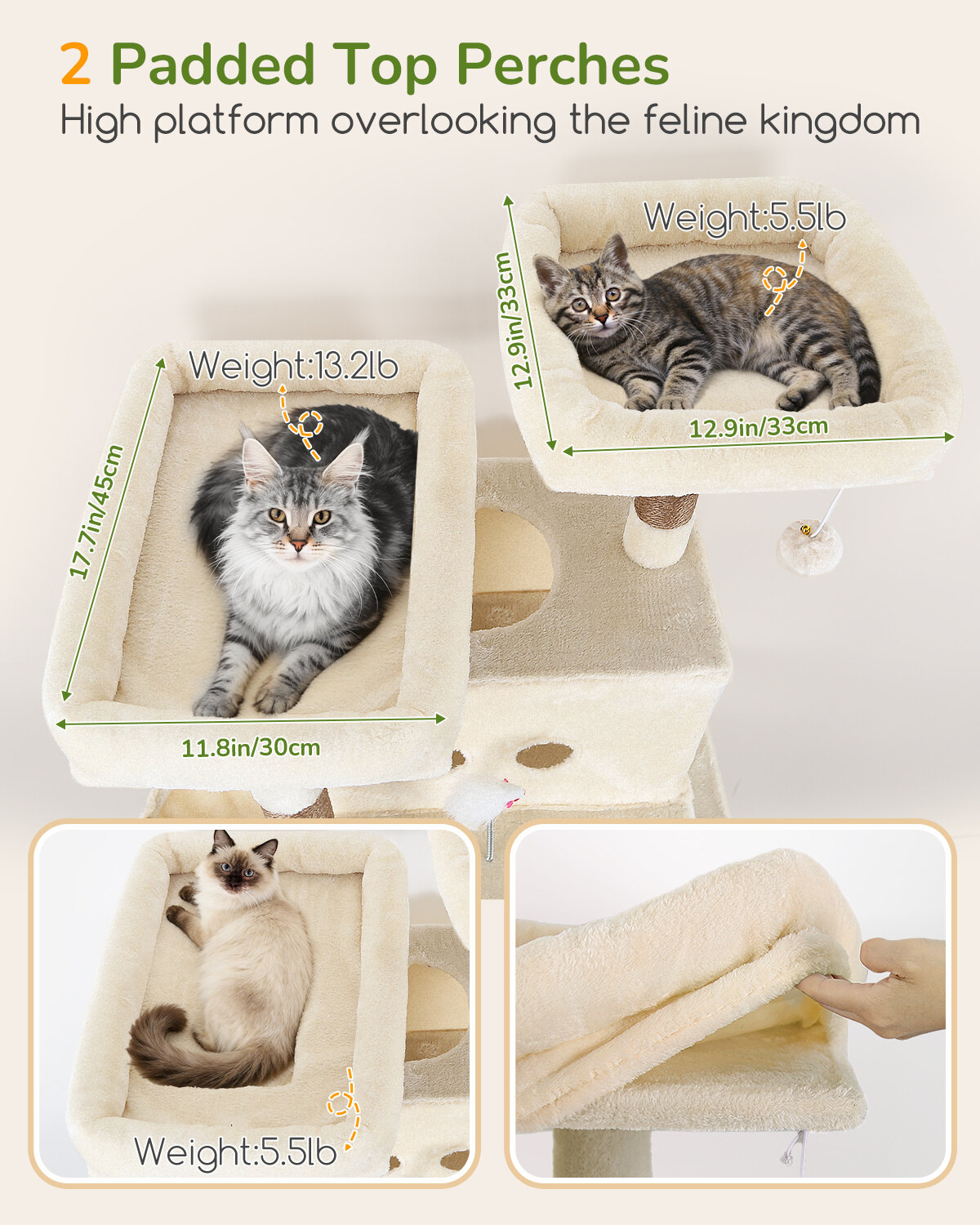 globlazer-s-series-s80b-arbre-chat-80-pouces-beige-grand image 3