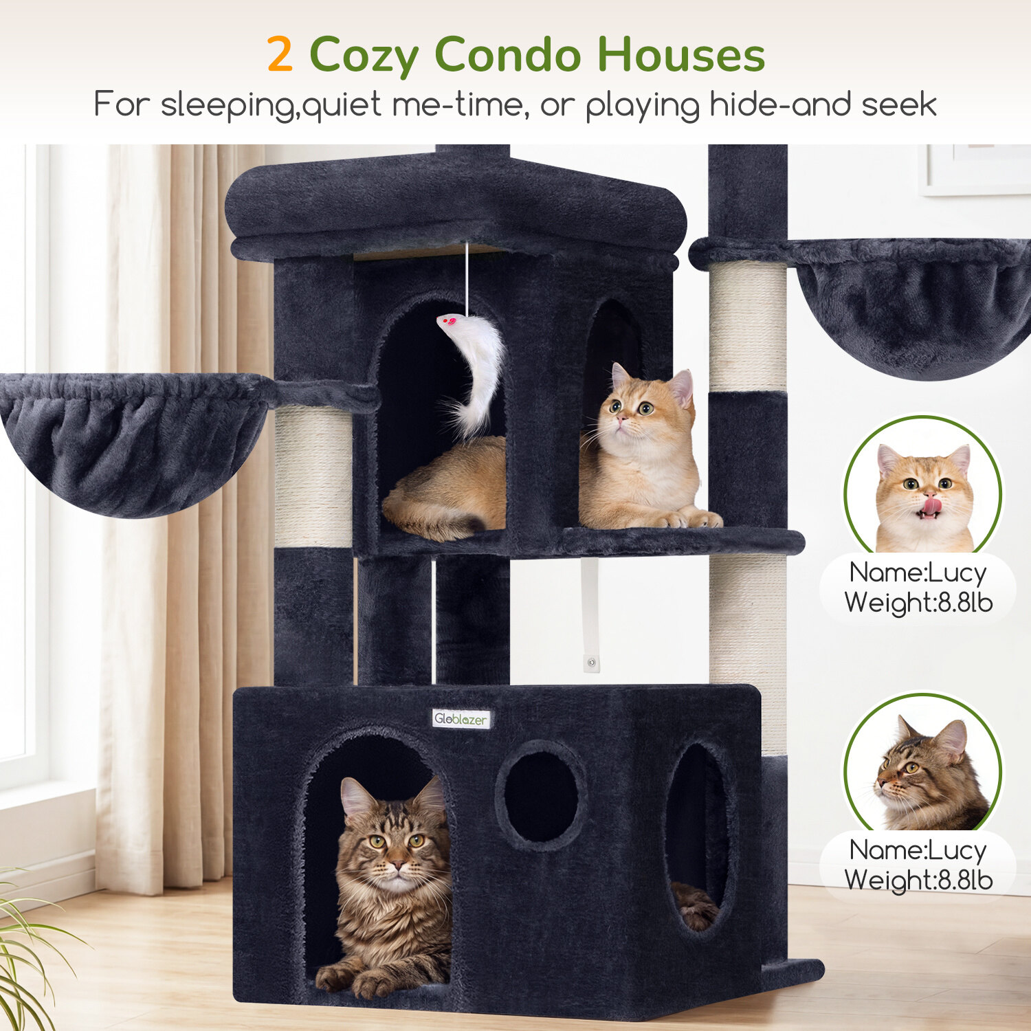 globlazer-s48-arbre-chat-gris-fonc-48-pouces-robuste image 4