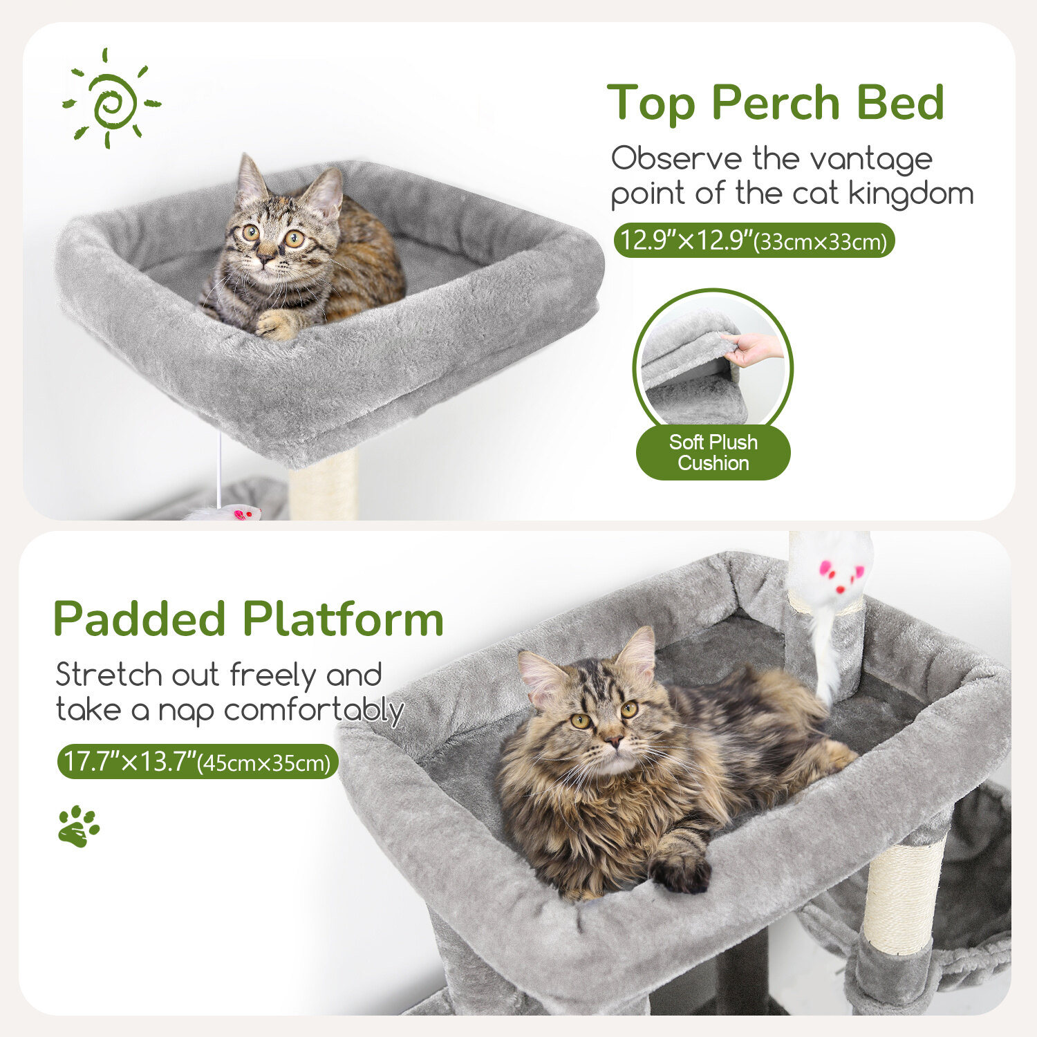 globlazer-s-series-s52-arbre-chat-gris-clair-132-cm-robuste image 3