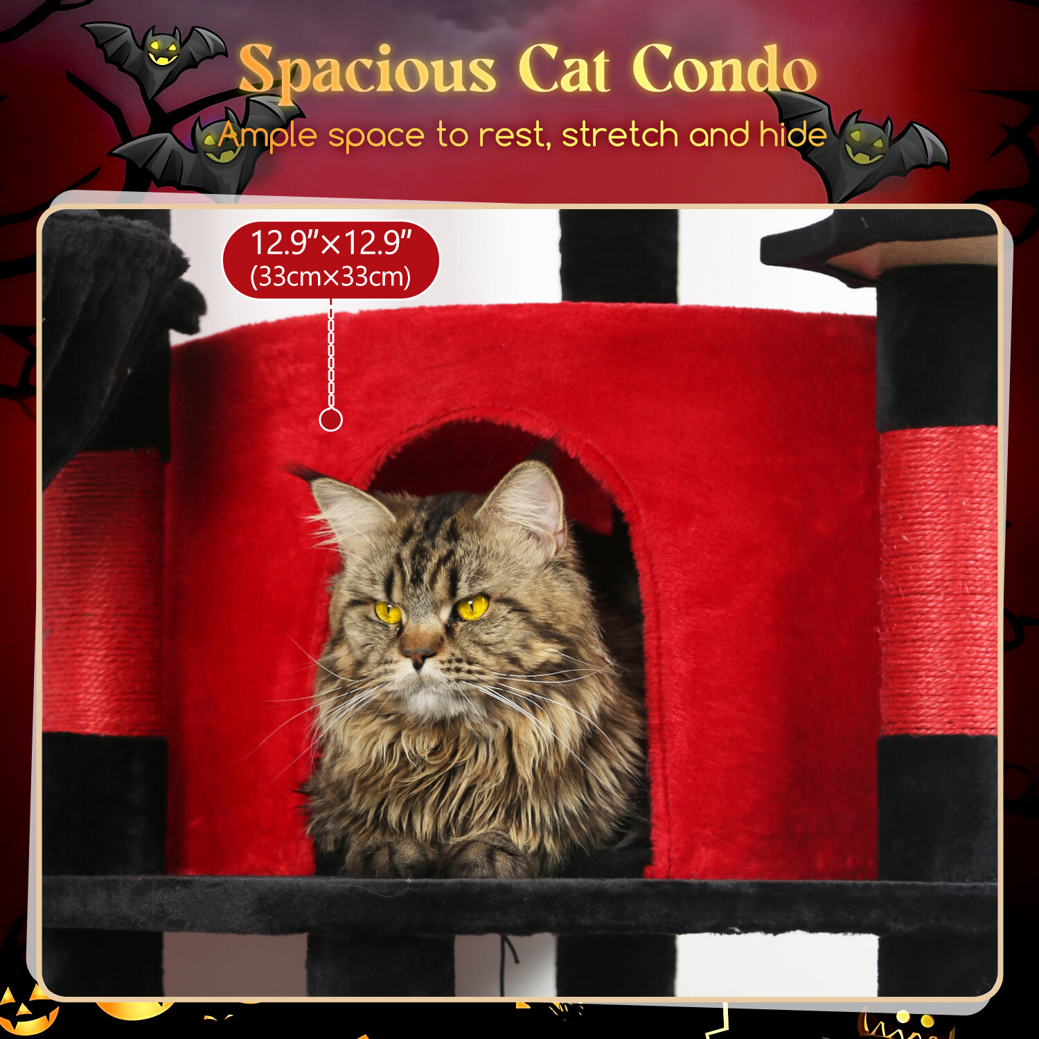 globlazer-c-series-c51-arbre-chat-noir-rouge-51-pouces-gothique image 5