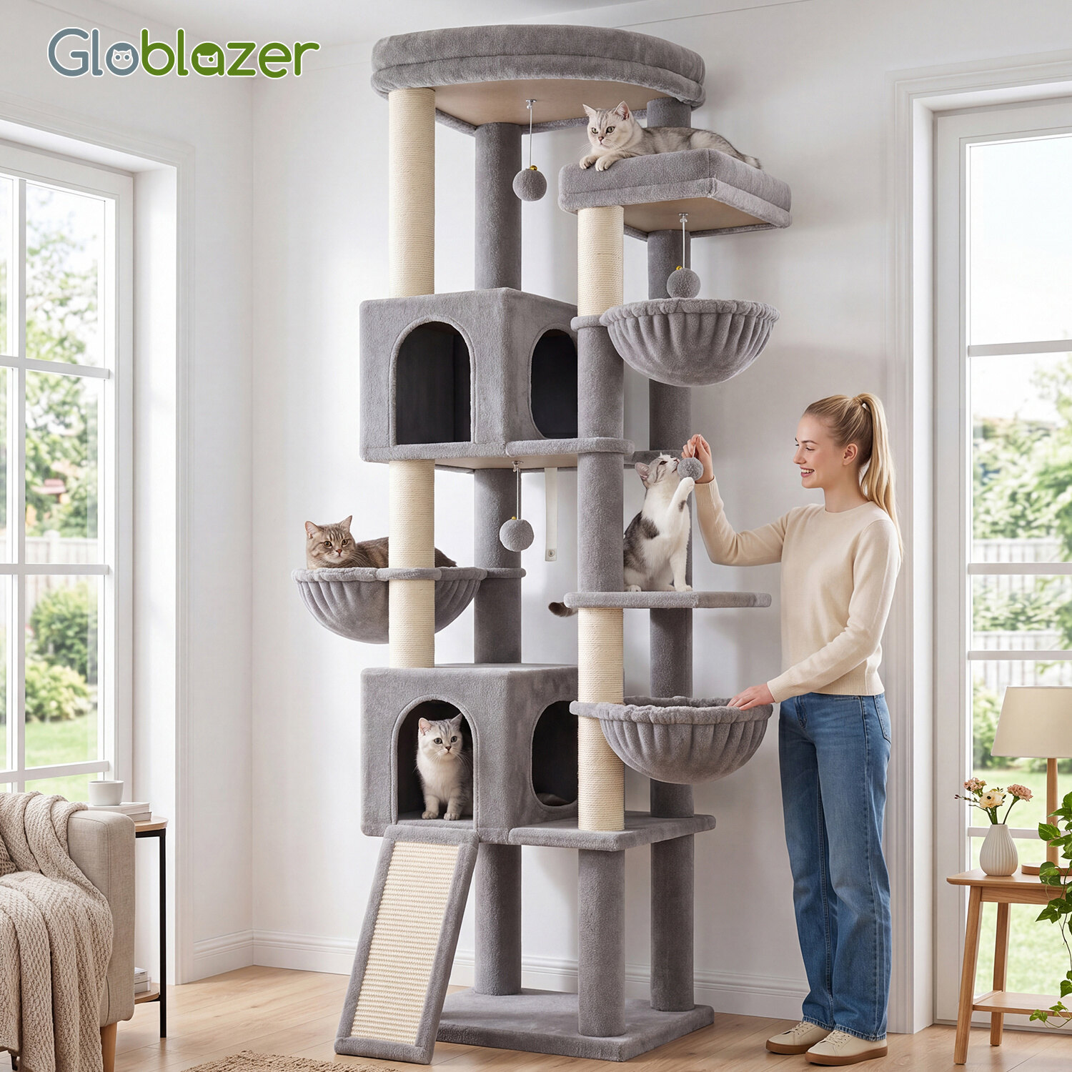 globlazer-f-series-f77-arbre-chat-gris-clair-77-pouces image 8