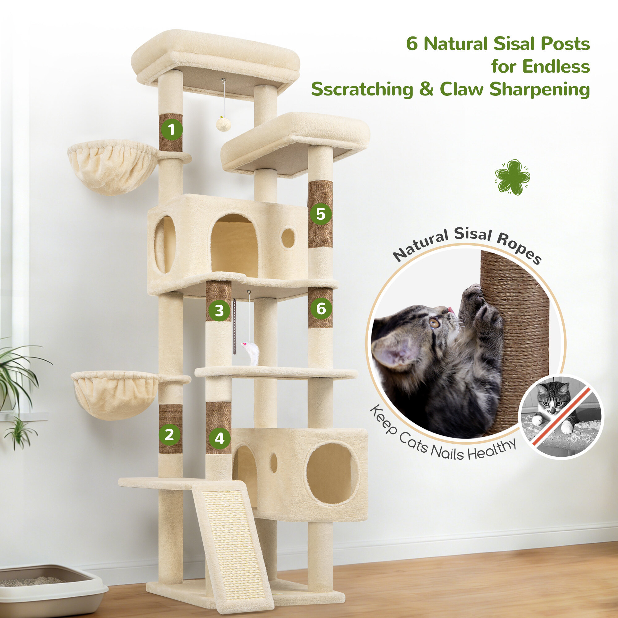 globlazer-s-series-s77c-arbre-chat-beige-77-pouces-grand image 7