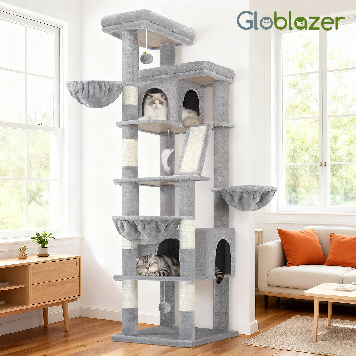 globlazer-s80g-arbre-chat-80-pouces-gris-clair-robuste image 8