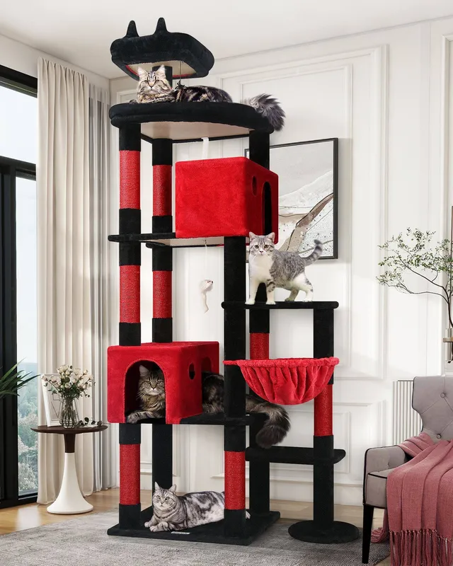 globlazer-f83-arbre-a-chat-rouge-noir-211-cm image 1