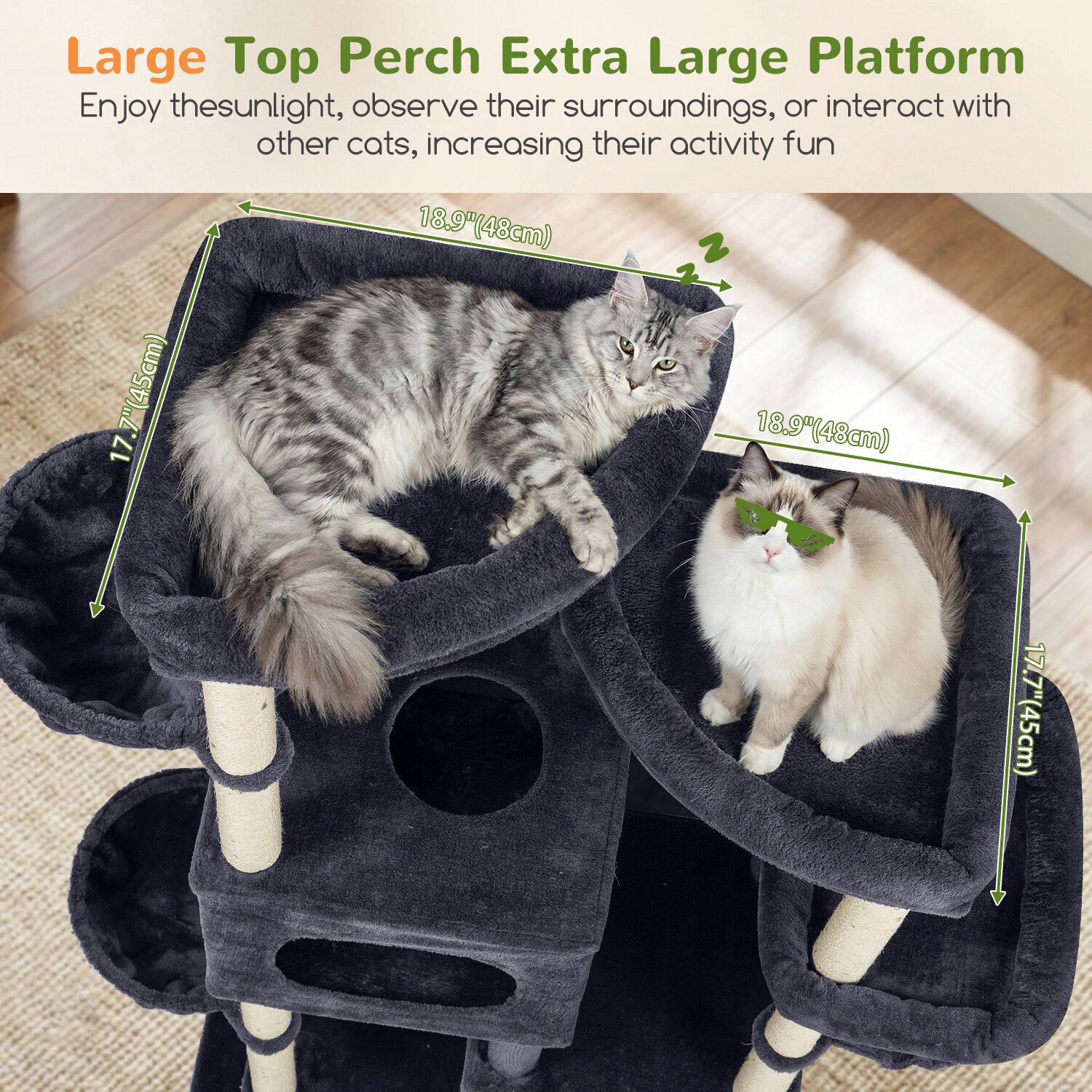 globlazer-s-series-s81-arbre-chat-gris-fonc-81-pouces-xxl image 6