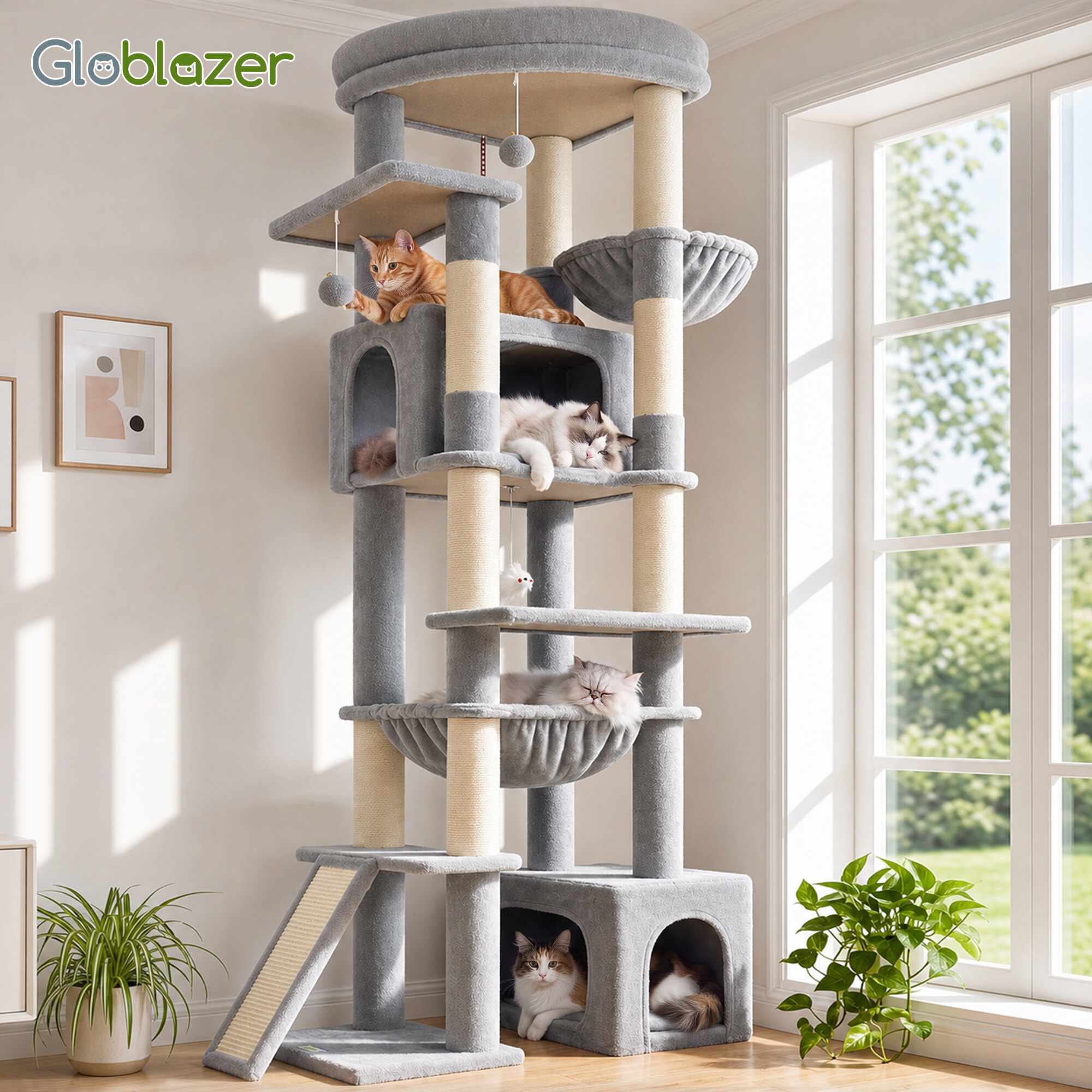 globlazer-f-series-f76e-arbre-chat-gris-clair-76-pouces image 8