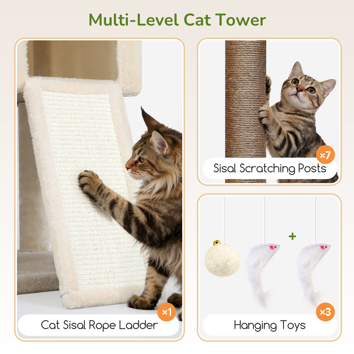 globlazer-f-series-f83c-arbre-chat-beige-83-pouces-grand image 6