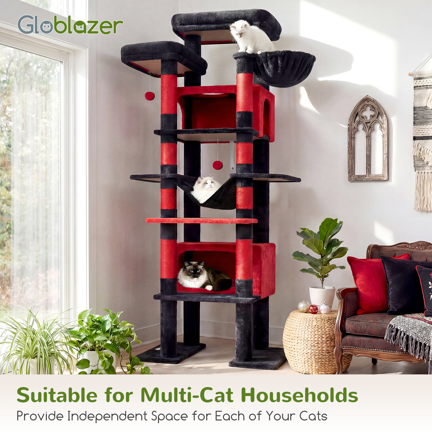 globlazer-f83b-arbre-chat-rouge-noir-83-pouces image 8