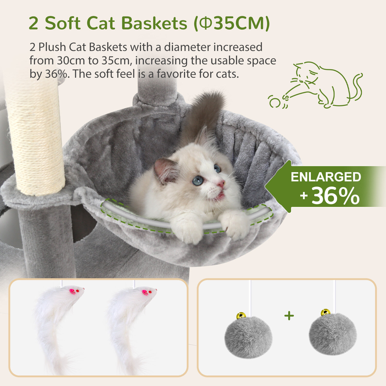globlazer-s-series-s74e-arbre-chat-gris-clair-74-pouces image 4