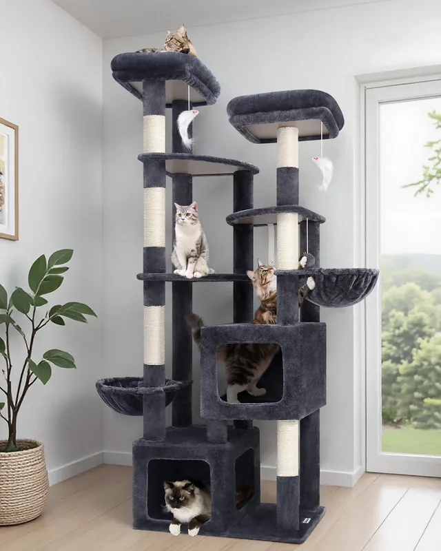 globlazer-s-series-s74e-arbre-chat-gris-fonc-74-pouces image 1